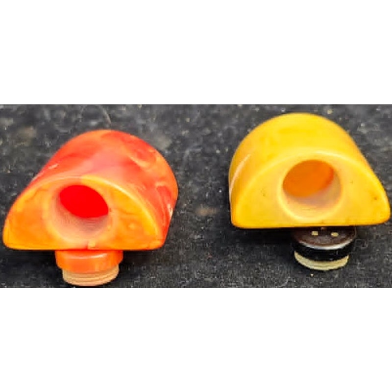 Vintage Bakelite Salt & Pepper Shakers Marbled Red Butterscotch Yellow Art Deco