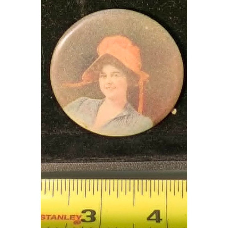 Vintage Antique Woman Portrait Compact Pocket Mirror Celluloid Sepia Retro
