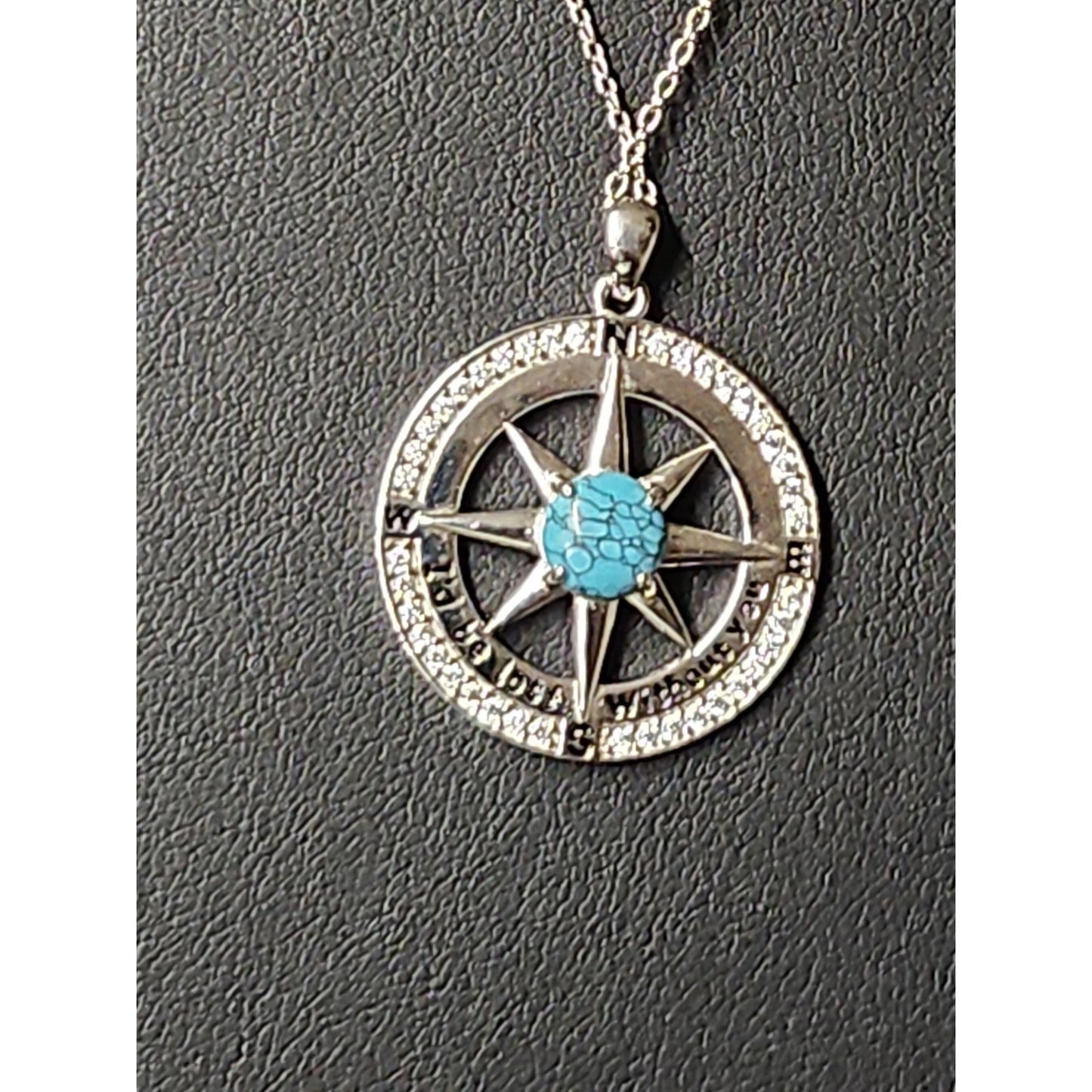 Sterling Silver Necklace Gift for Wife Compass Jewelry 'I'd be Lost without You'