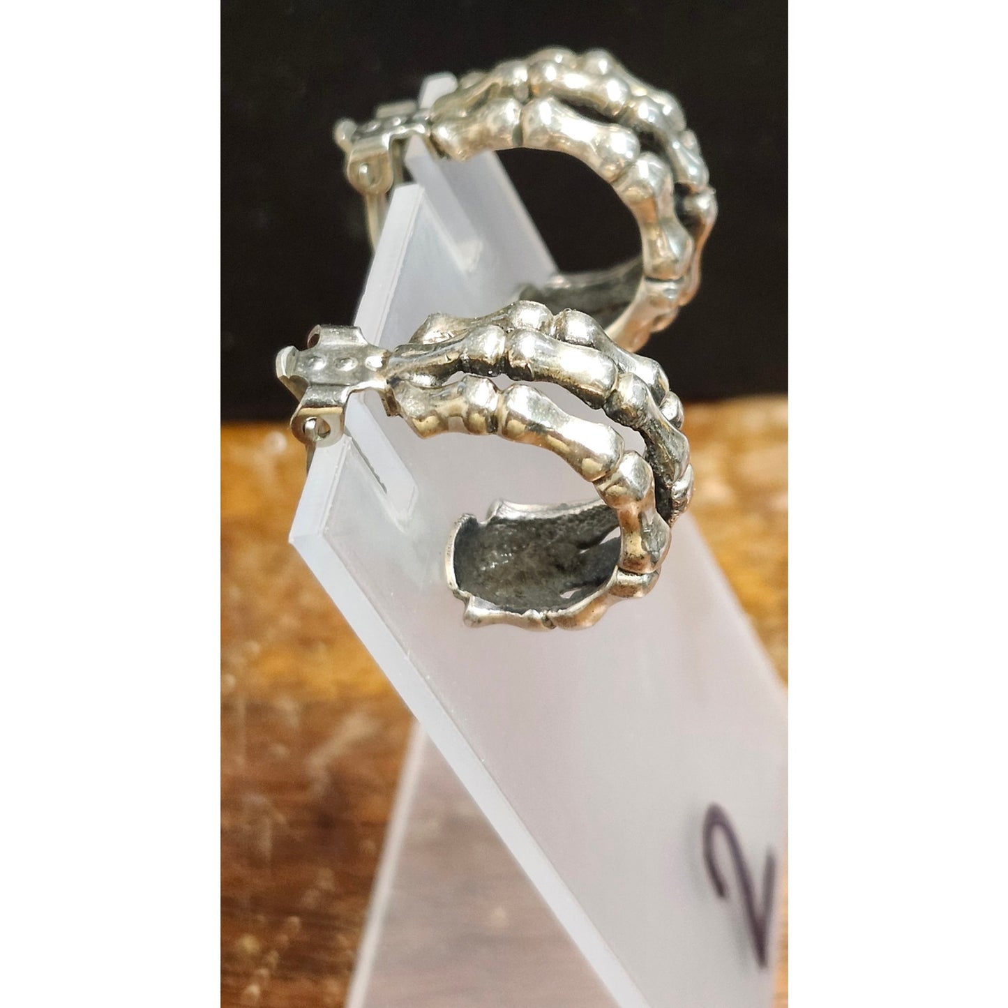 925 Sterling Silver Triple Skeleton Bone Hoop Clip-On Earrings