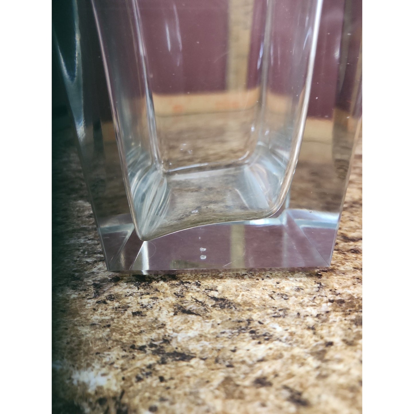 Art Deco / MCM Squared Crystal Whiskey Scotch Decanter w/ Stopper 10" UV Glow!