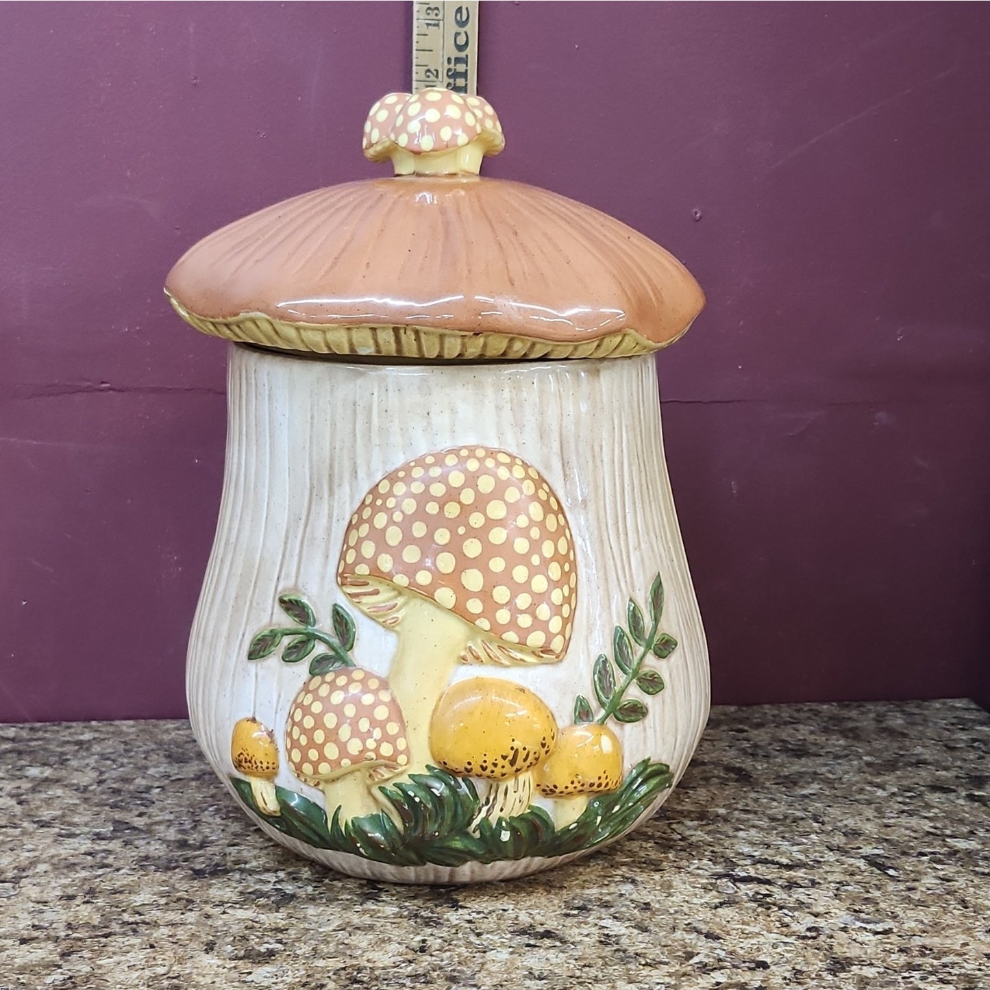 Arnel Vintage Ceramic Mushroom Cookie Jar / Canister Signed J. Thorne 1975