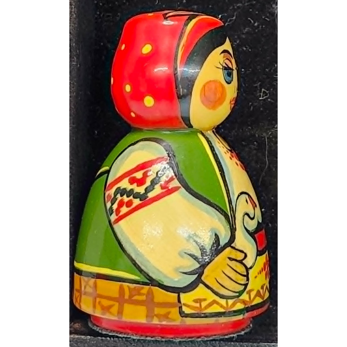 Vintage Ukrainian Hand-Painted Wooden Folk Man Woman Figurine Wooden Folk Art