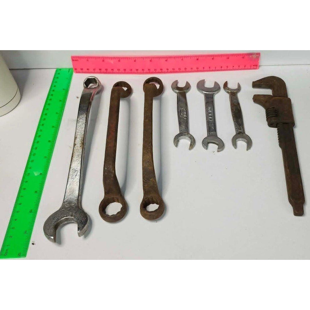 VTG Ford Wrenches Tool Lot 7 Antique Model T A 1917 Monkey Wrench Mechanics USA
