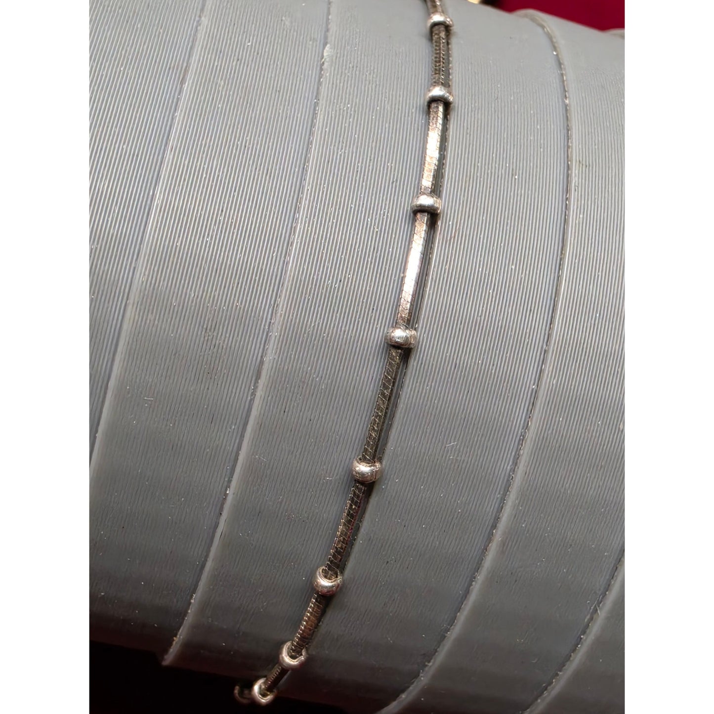 Vintage 925 Sterling Silver Beaded Snake Chain Bracelet Size 8.75 Made in Italy