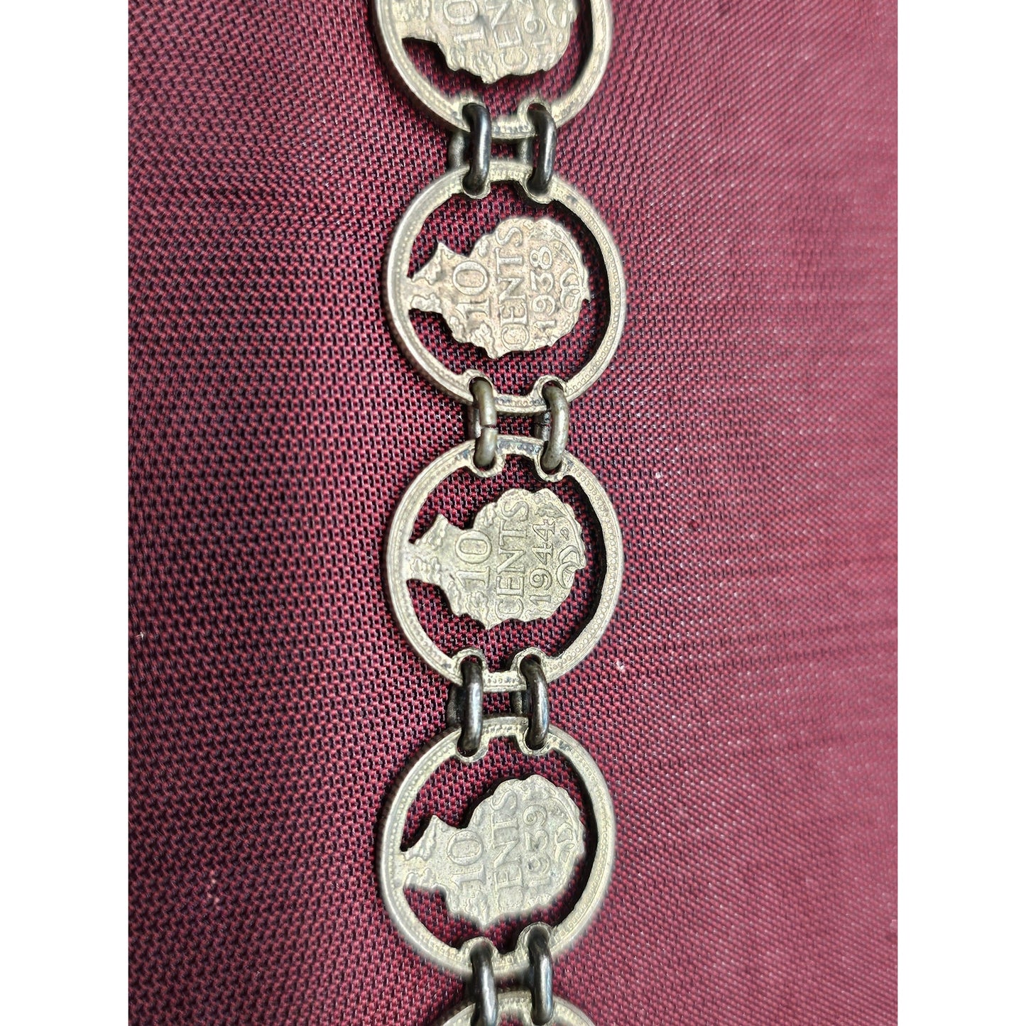 Vintage Late 1930s–Early 1940s Dutch Coin Sterling Silver Link Bracelet
