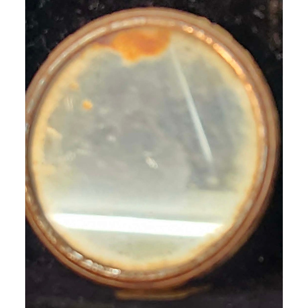 Vintage 20s Antique Celluloid Photo Pocket Mirror Womens Portrait Round Brown