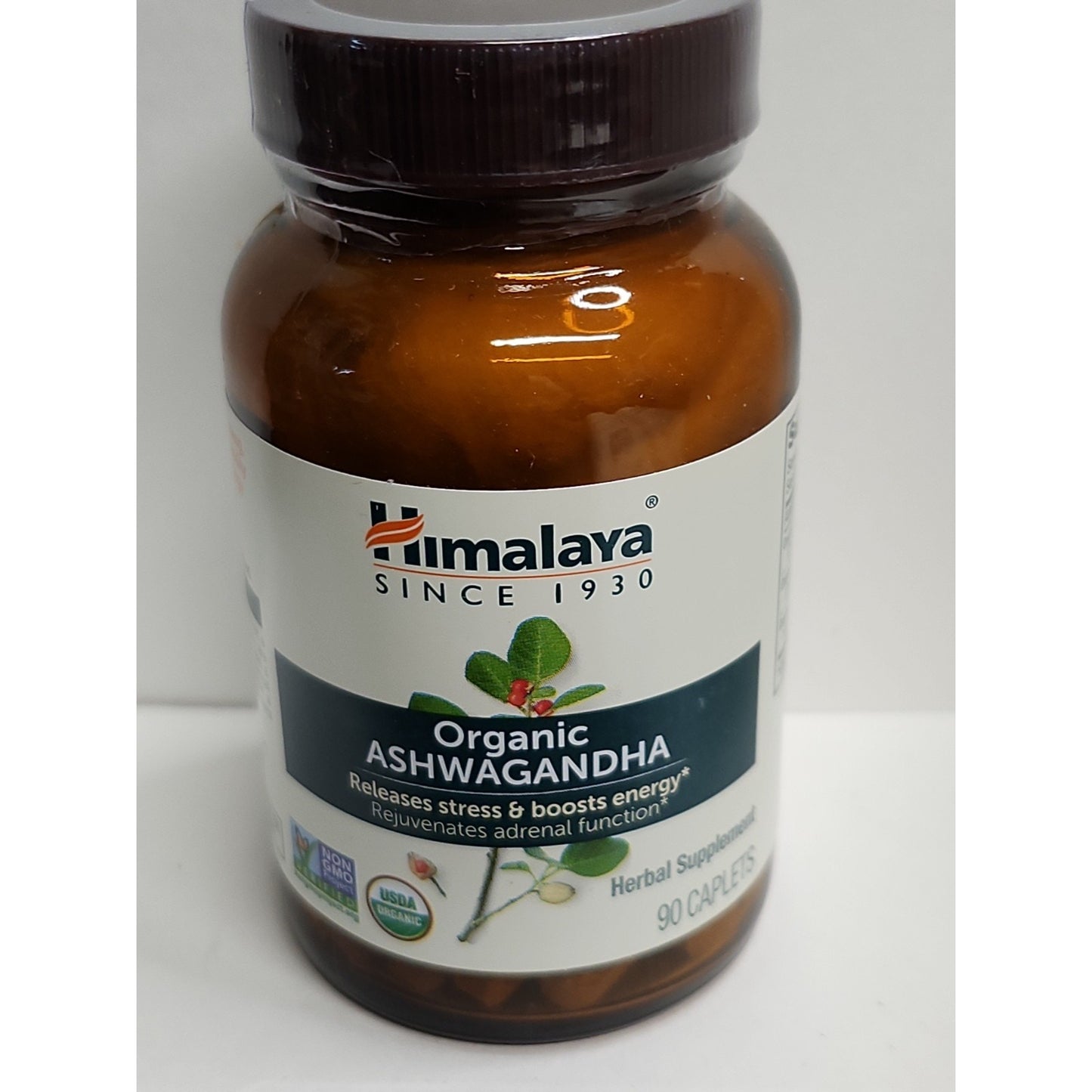 Himalaya Organic Non-GMO Ashwagandha Herbal Supplement 90 Caplets 3 Month Supply
