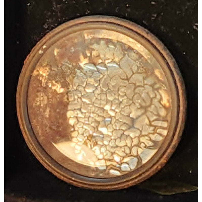 Vintage Round Pocket Compact Mirror Embossed Floral 2 Inch Brown Antique Vanity