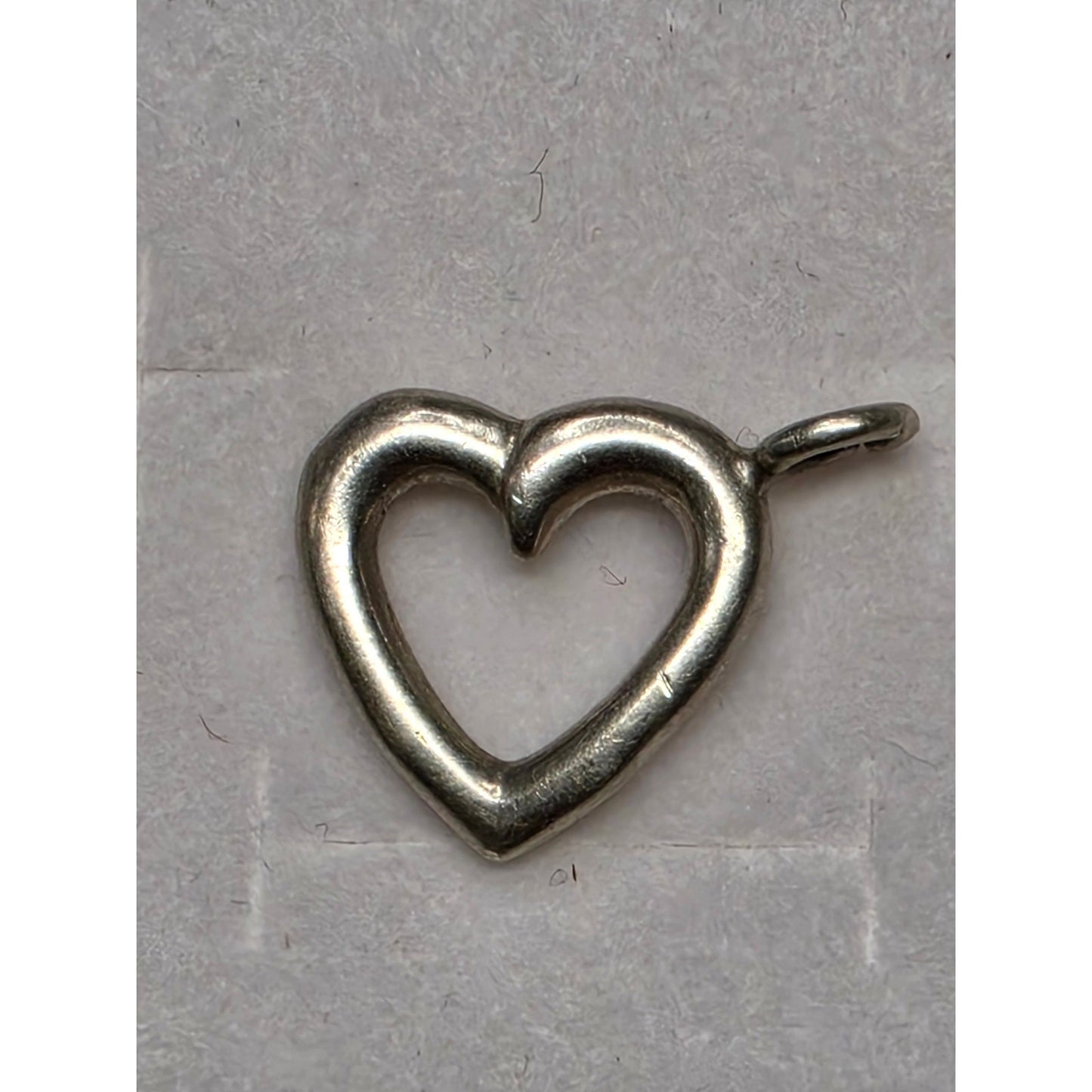 Sterling Silver Open Heart Pendant Minimalist Charm Womens Gray Jewelry