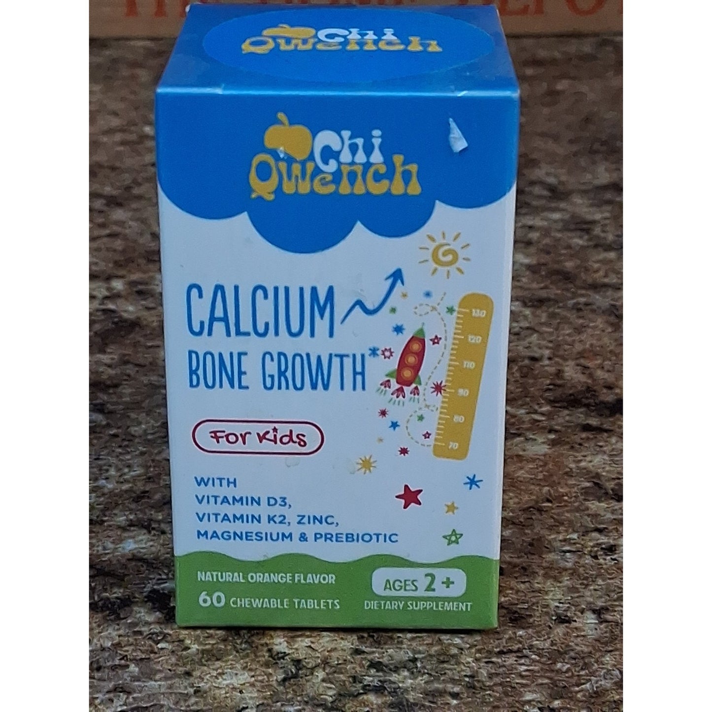 Chi Qwench 500 MG Calcium Bone Growth Kids Supplement 60 Chewable Tabs Exp 04/27