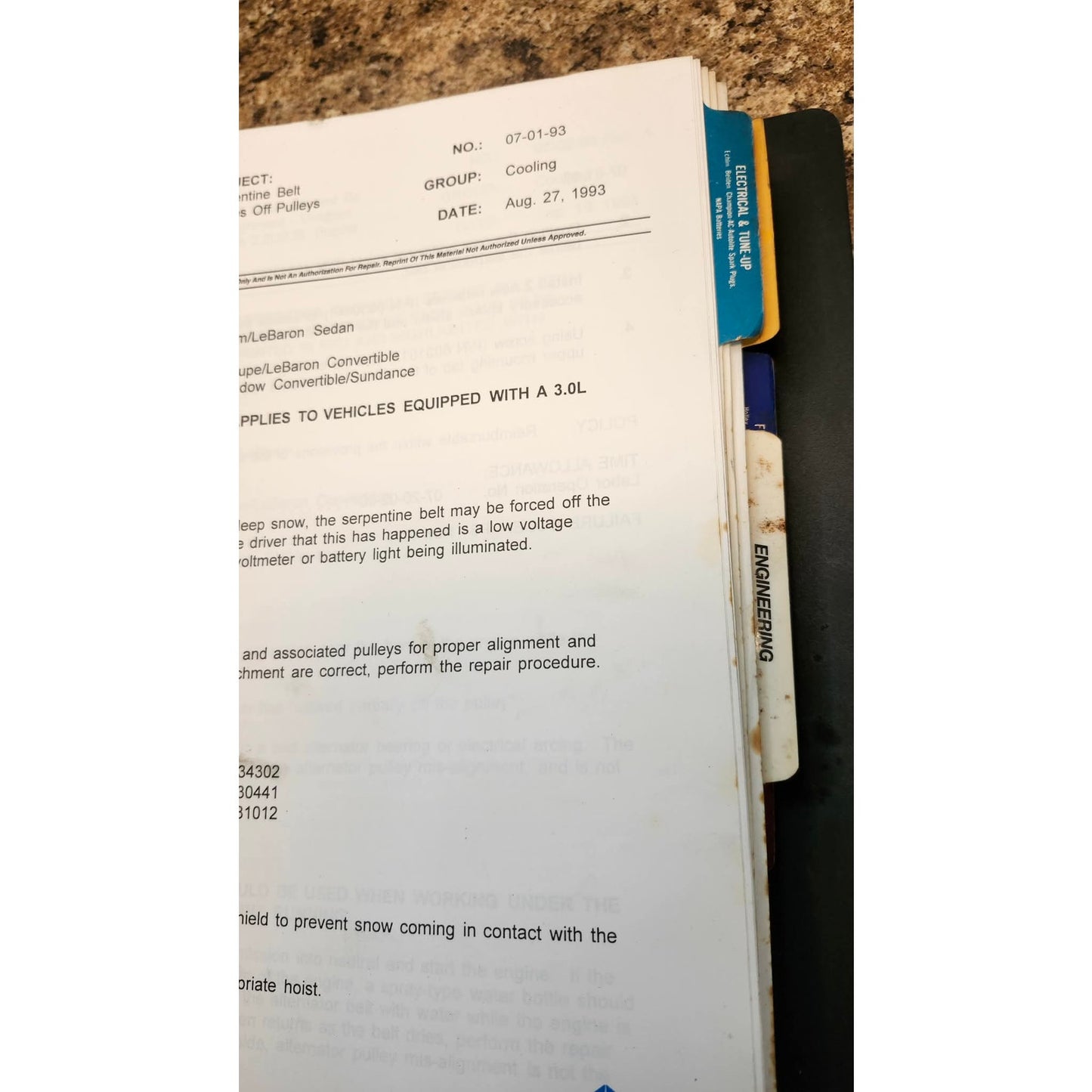 NAPA AutoCare Tech Tips Binder Alldata Mitchell Repair Chrysler Service Manuals