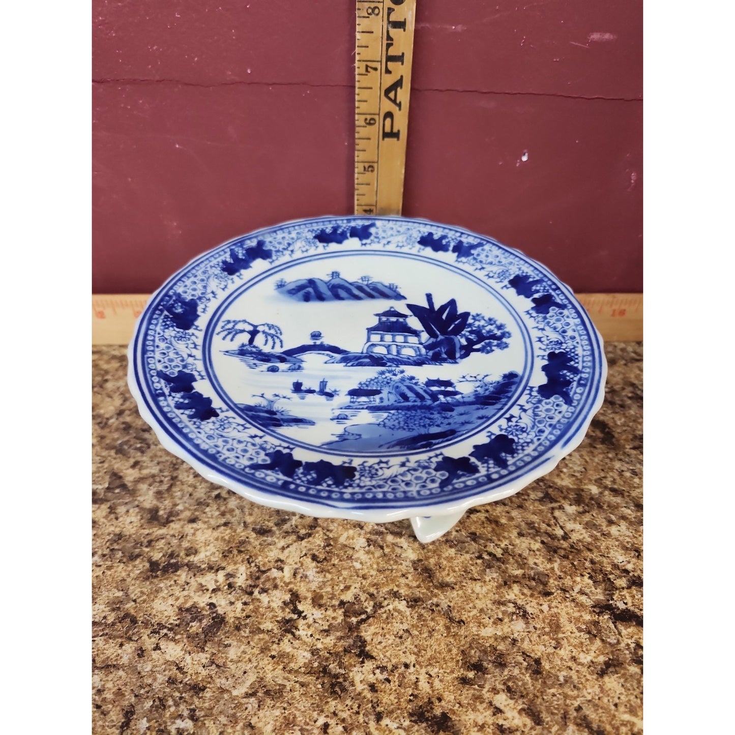 Antique Chinese Tazza Blue and White Porcelain High-foot pedestal plate