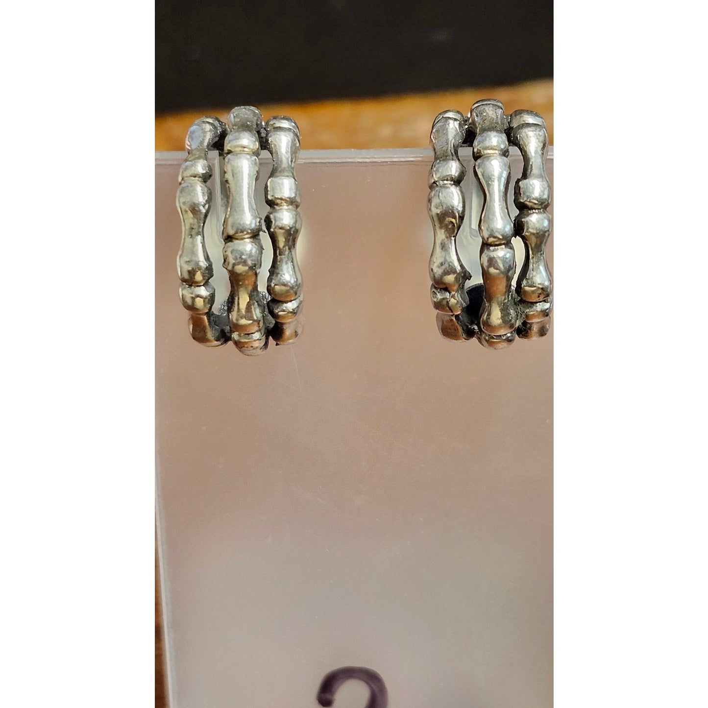 925 Sterling Silver Triple Skeleton Bone Hoop Clip-On Earrings
