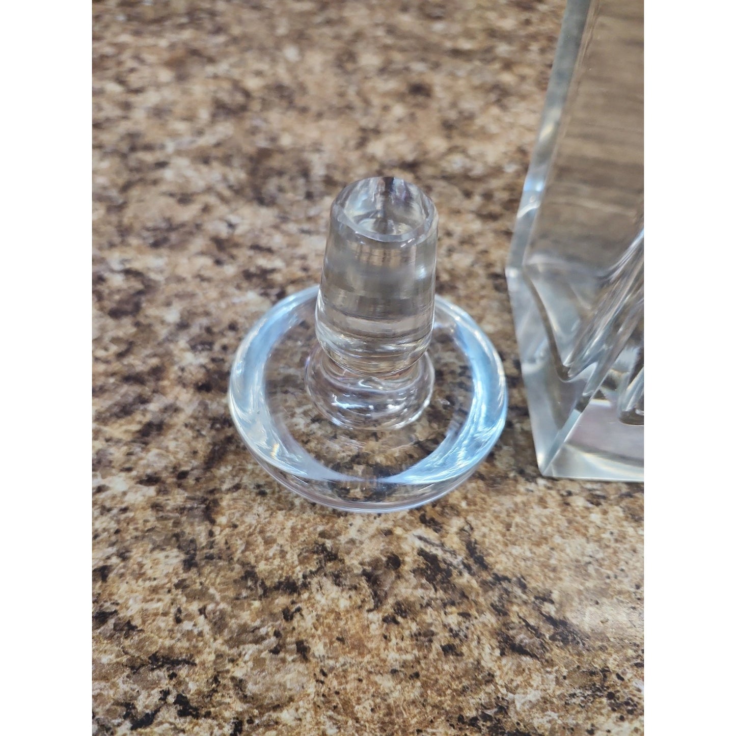 Art Deco / MCM Squared Crystal Whiskey Scotch Decanter w/ Stopper 10" UV Glow!