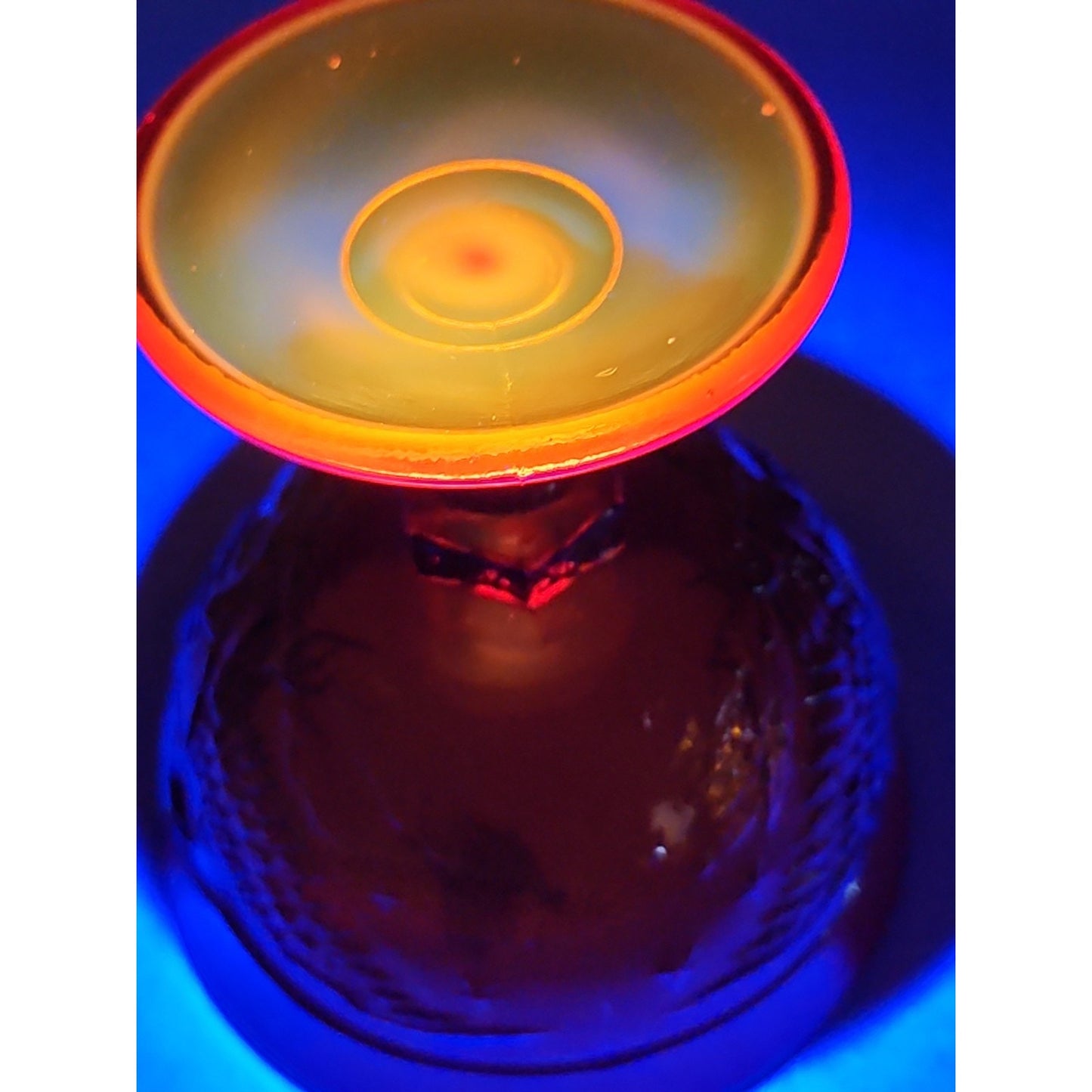 Amberina Eagle 4" Dessert Cup Goblet UV Reactive VTG LE SMITH Cadmium Glass