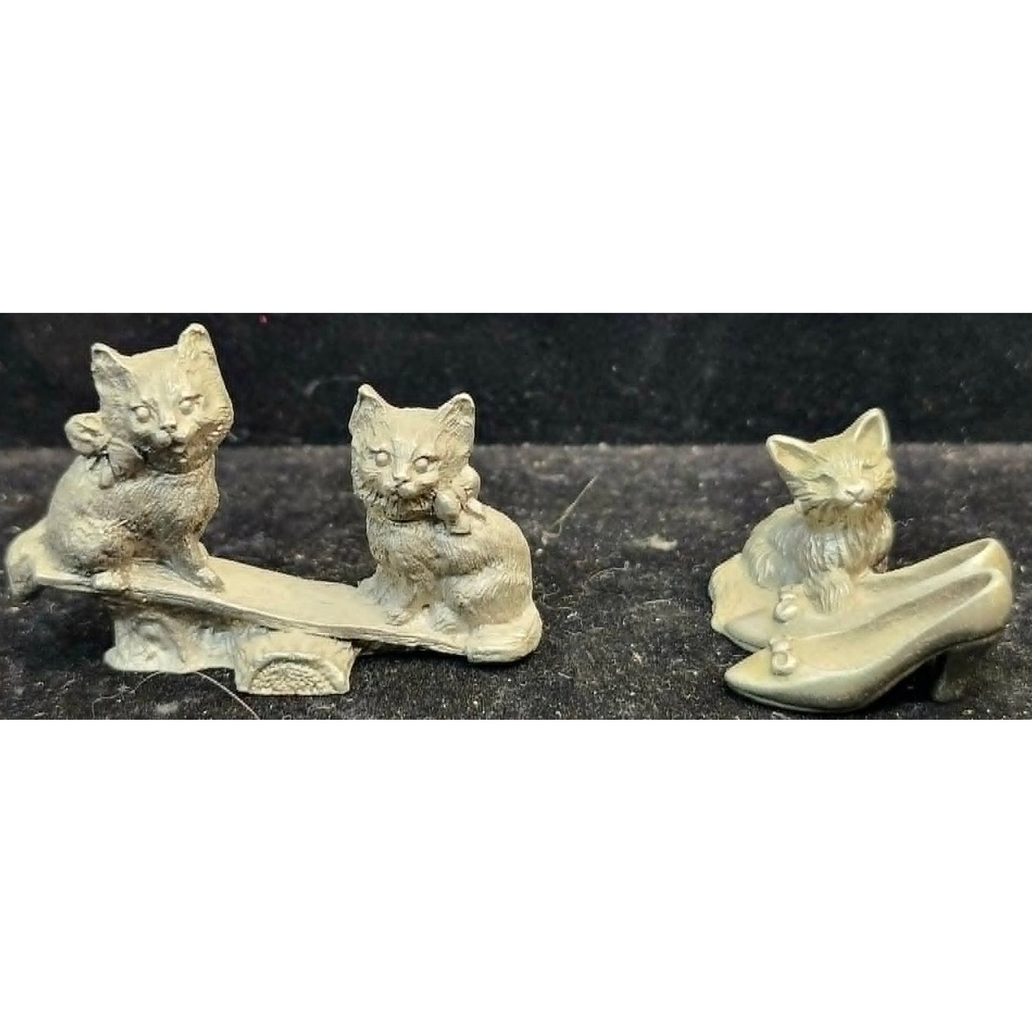 Vintage 1982 Spoontiques Fine Pewter Kittens Miniature Figurines Lot of 2 USA