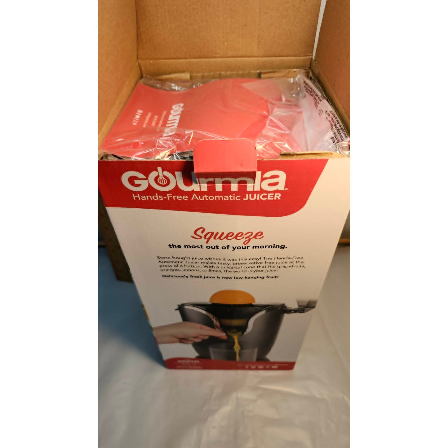 New Gourmia Hands Free Automatic Electric Citrus Juicer Gray Universal Cone