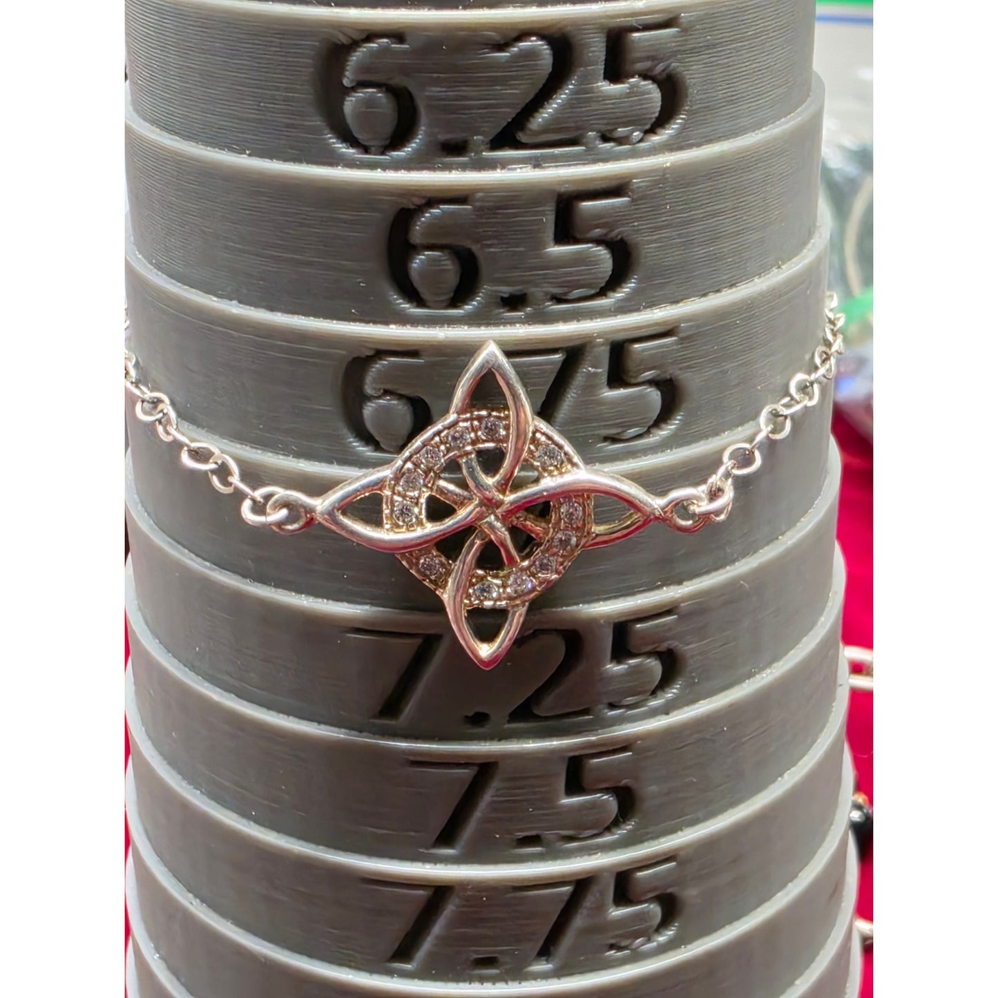 Sterling Silver Celtic Witch Knot CZ Bracelet Womens Link Chain Y2K Size 7