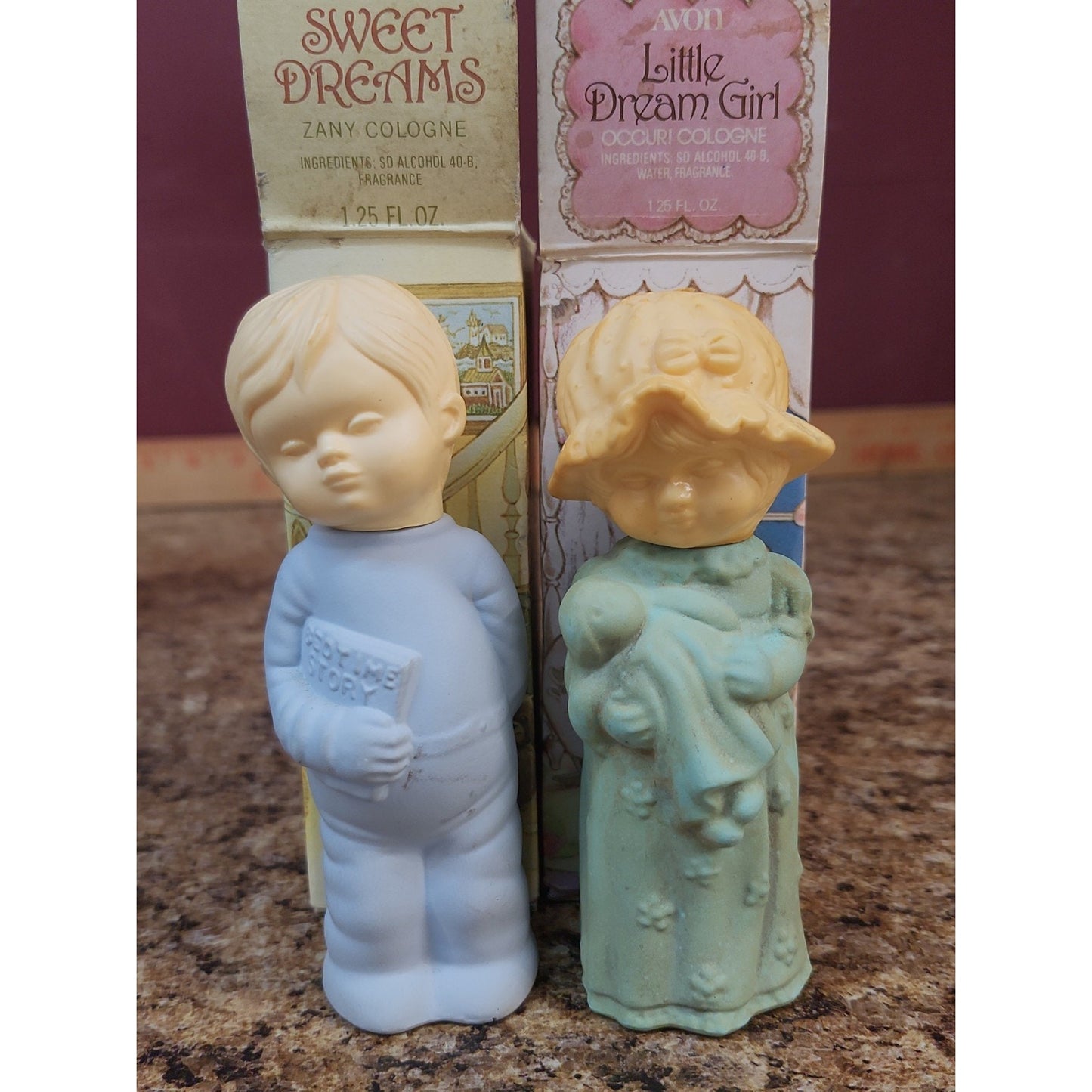 Vintage Avon Cologne "Sweet Dreams" & "Little Dream Girl" Figurines