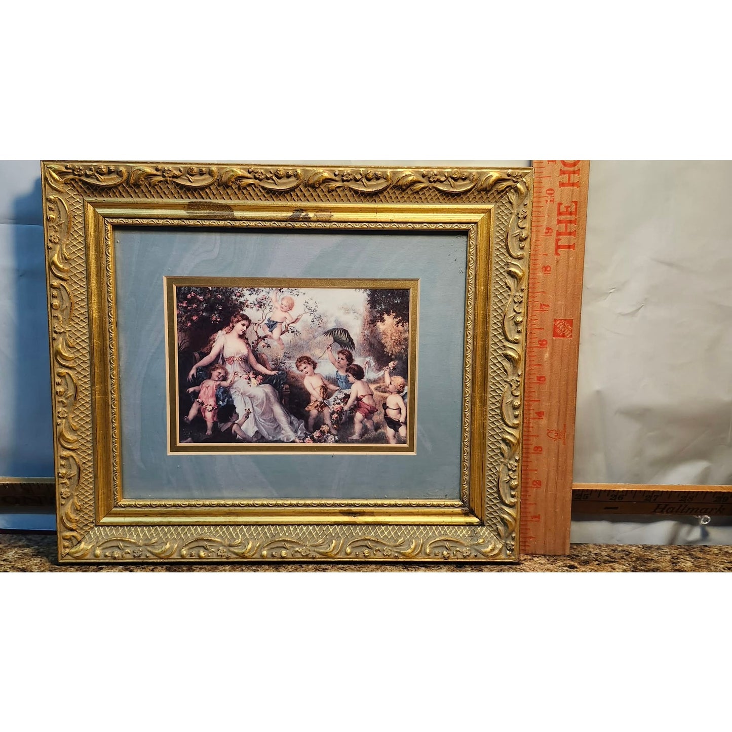VTG Gallery Graphics The Offering Cherub Franz Lefler Framed Print Ornate Gold