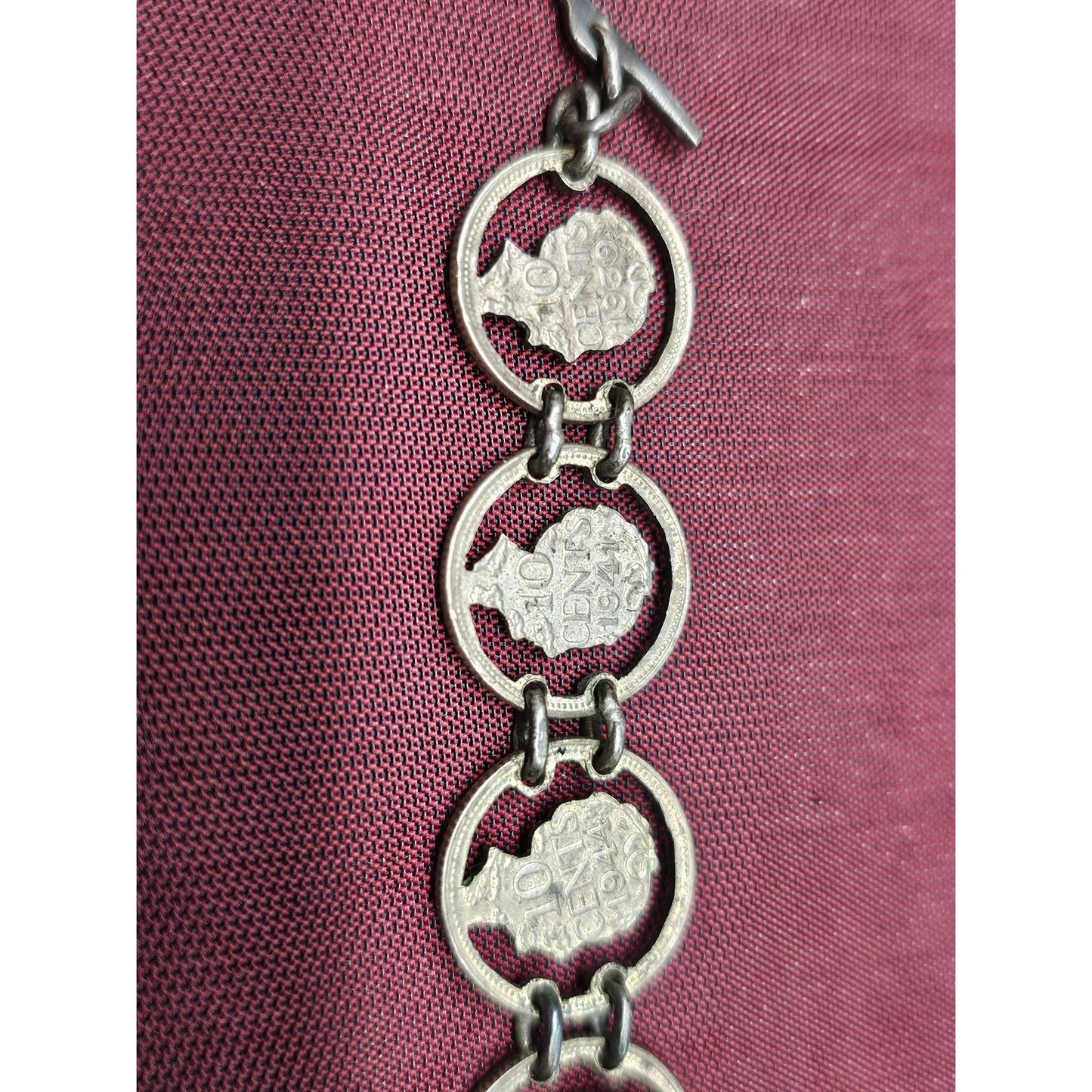 Vintage Late 1930s–Early 1940s Dutch Coin Sterling Silver Link Bracelet