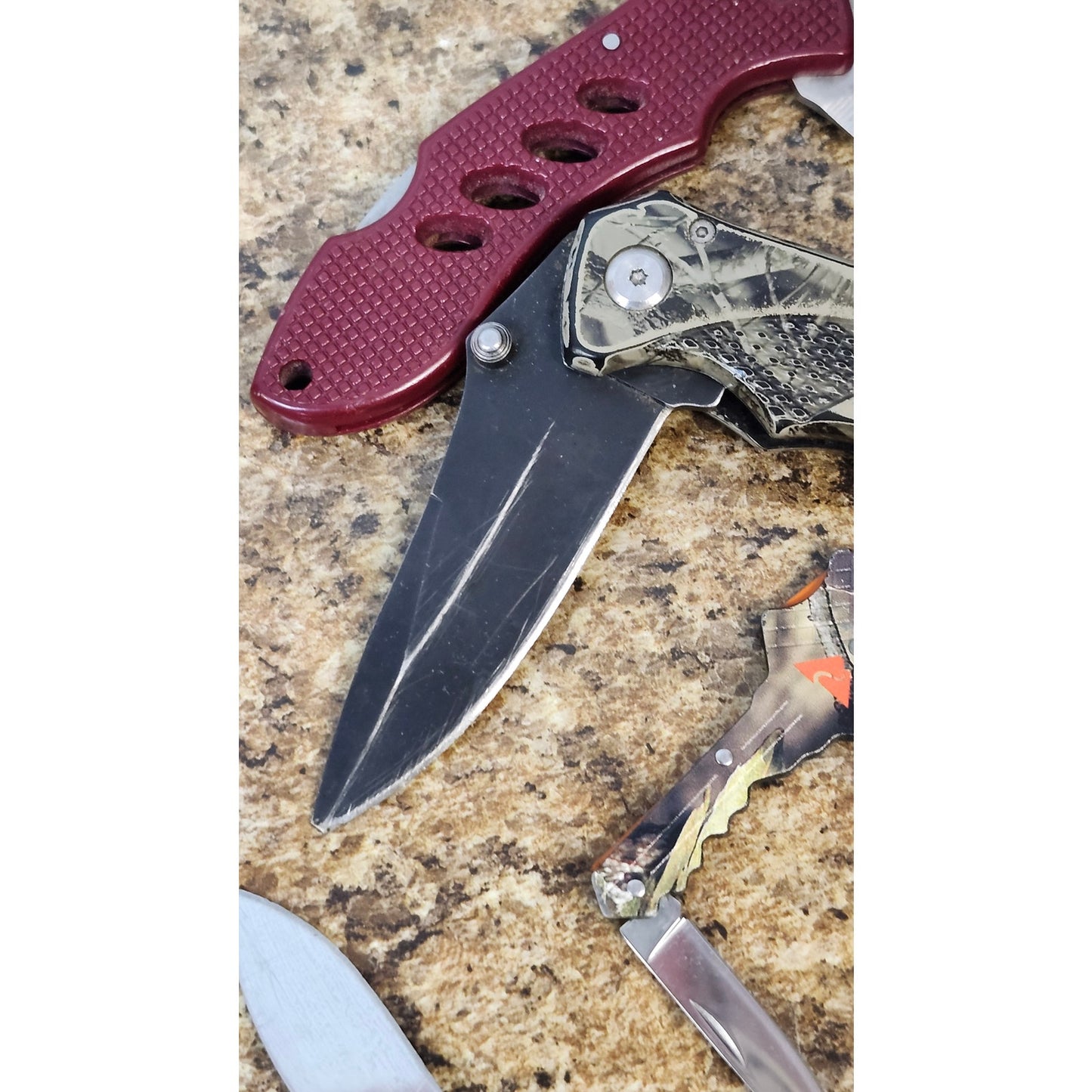 Rough Rider 3 Blade Folding Pocket Knife Brown Bone Handle Stainless Steel Lot