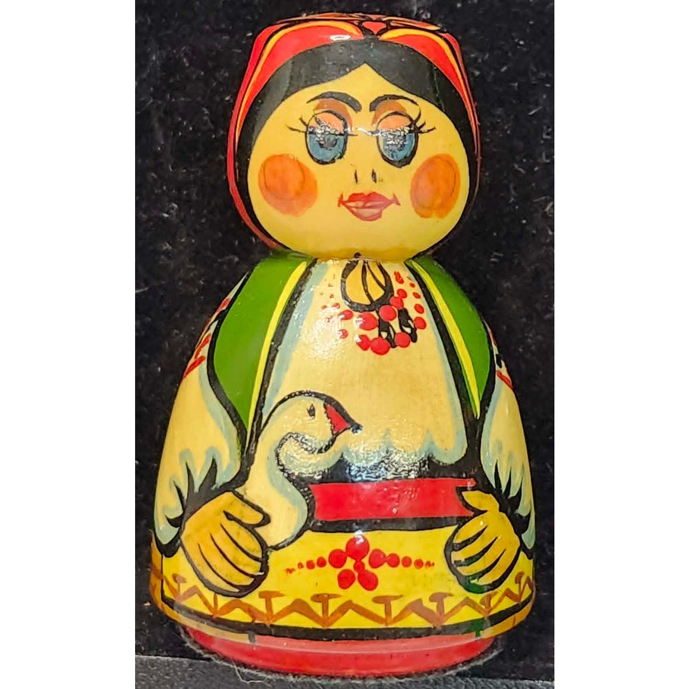 Vintage Ukrainian Hand-Painted Wooden Folk Man Woman Figurine Wooden Folk Art