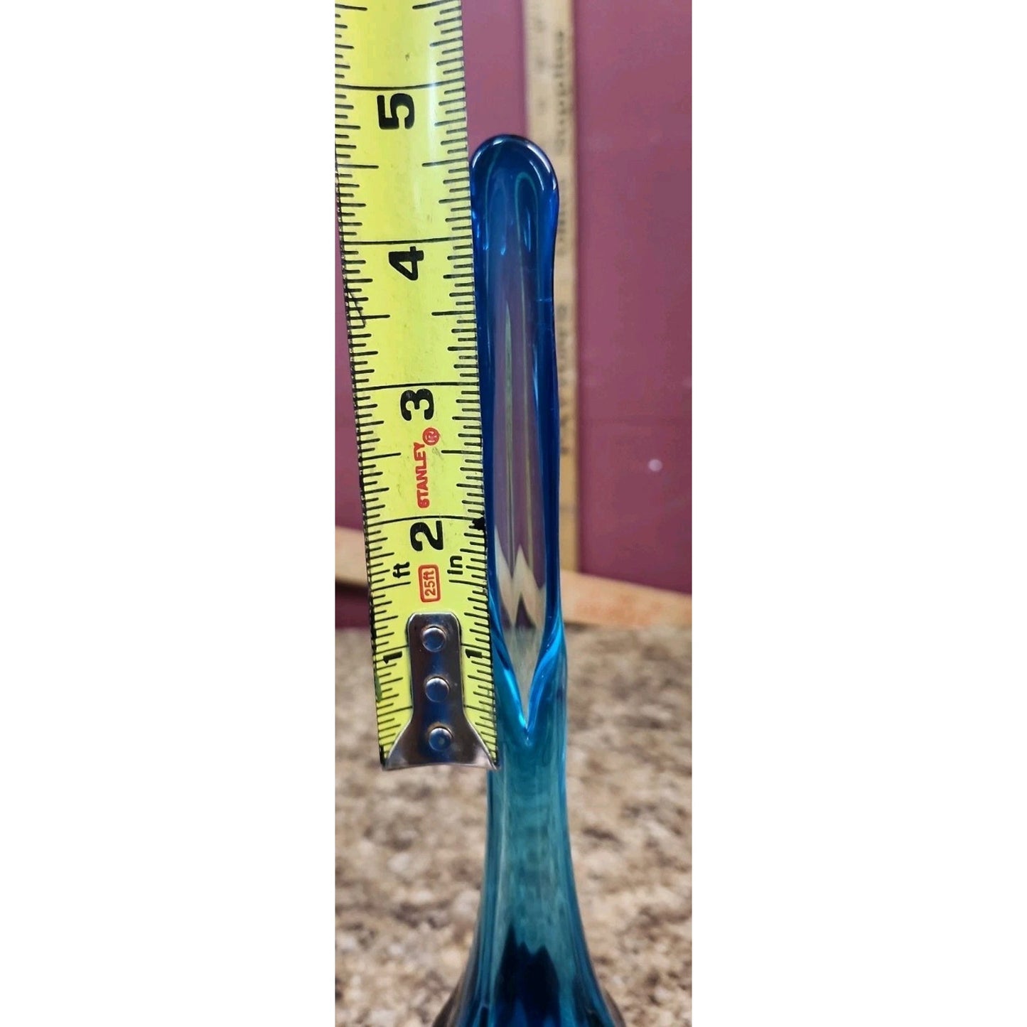 Vintage Viking Glass 11.5" Bluenique Epic Petal Swung Vase MCM Bud Vase