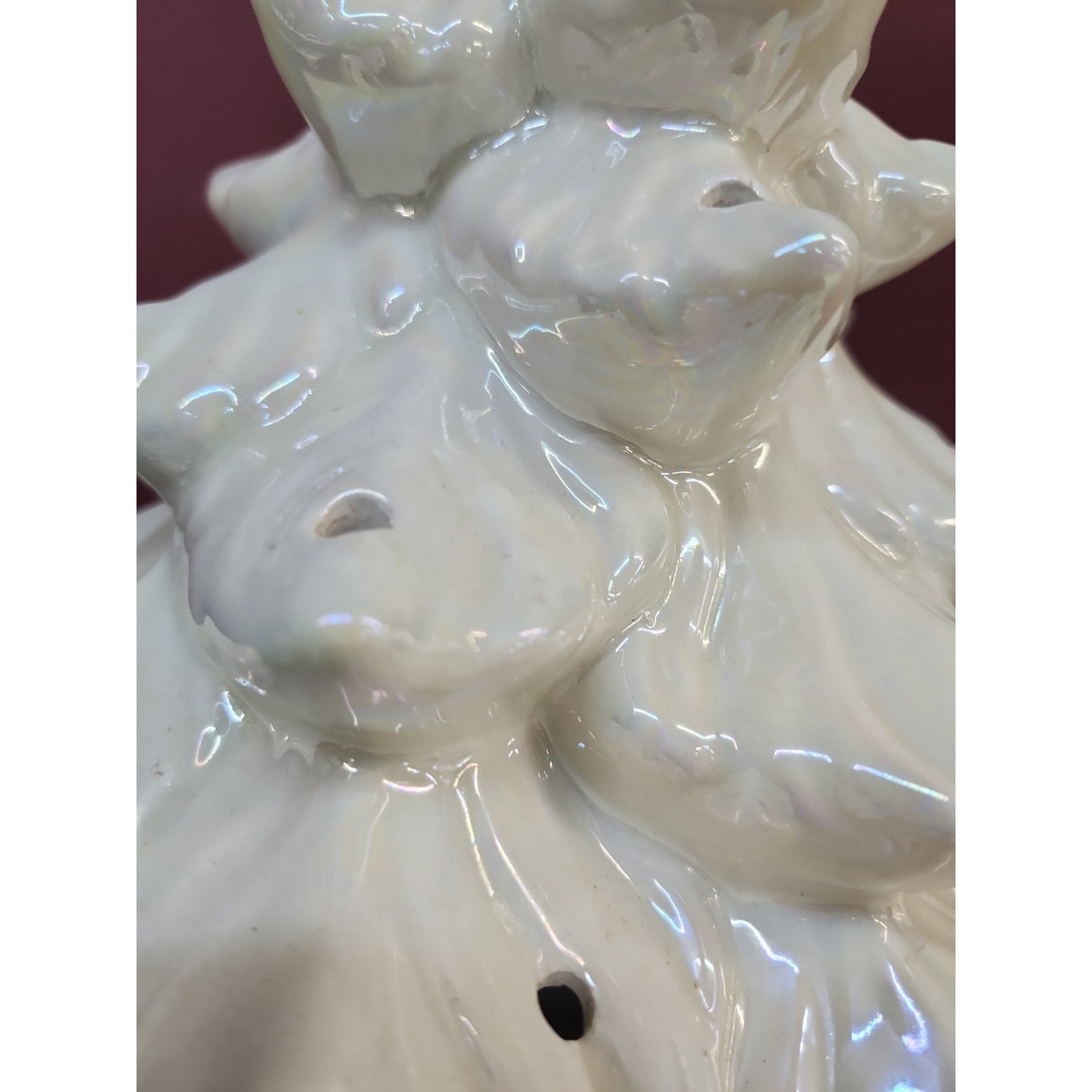RARE VTG Large Opalescent White Ceramic Atlantic Mold Christmas Tree 20” No Base