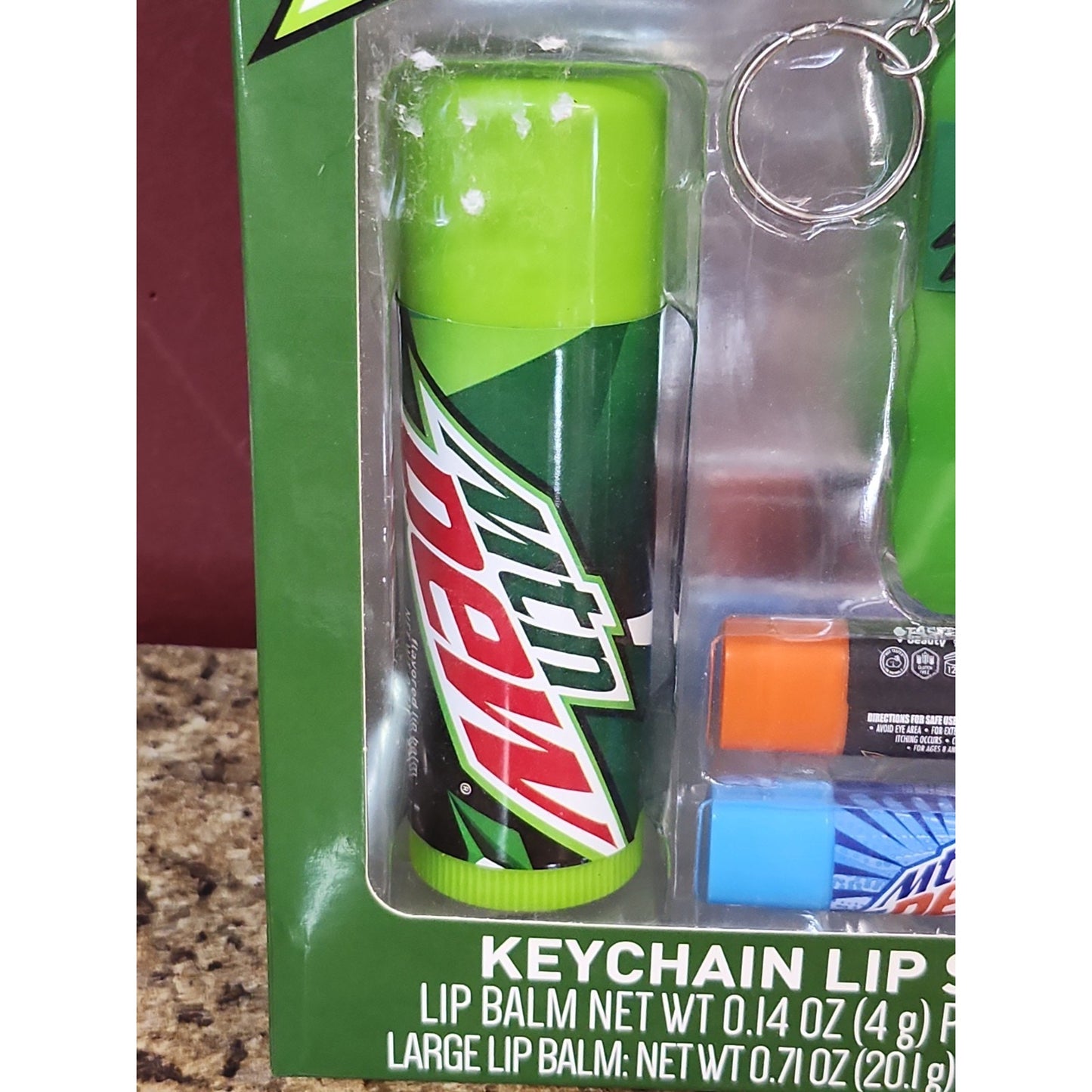 New Mountain Dew Keychain & Lip Balm Gift Set Includes Keychain Lip Balm Holder