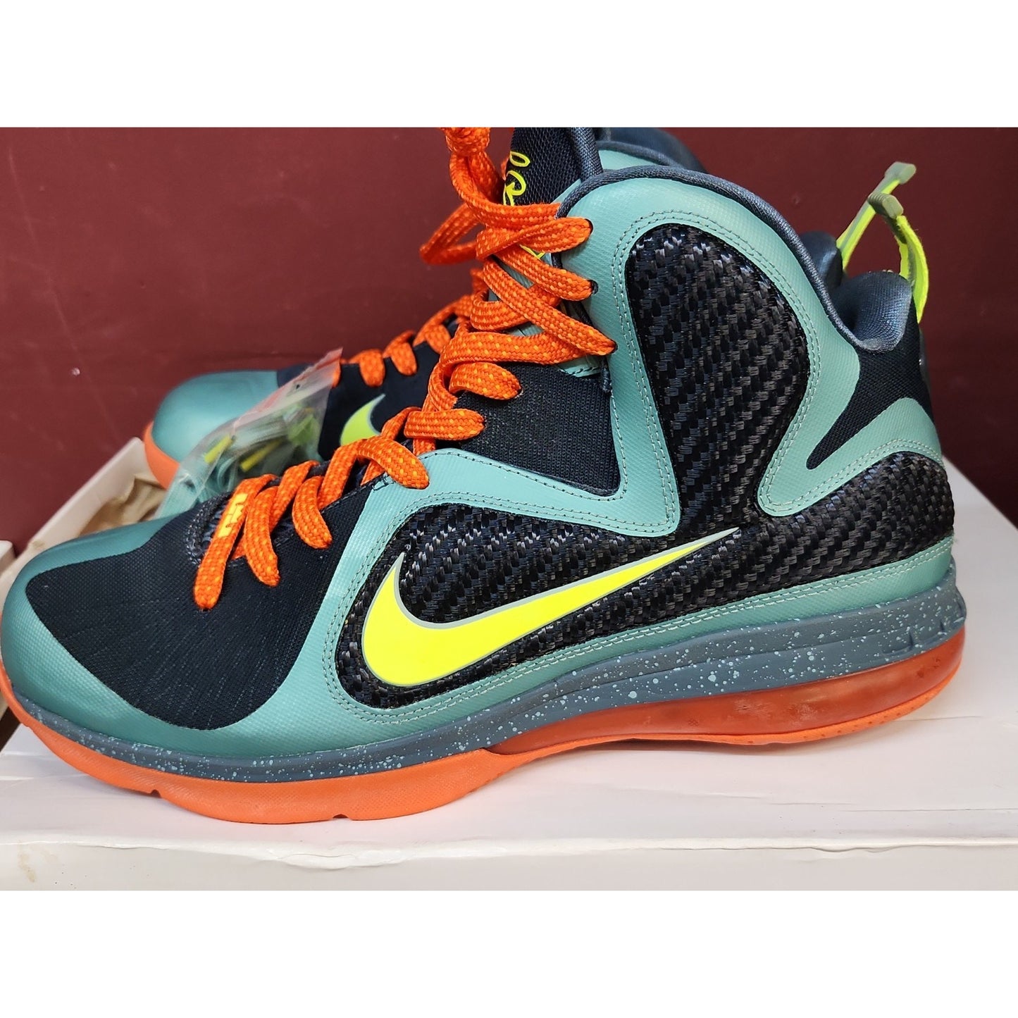 2011 Nike Zoom Lebron 9 IX Cannon Blue Orange Volt Men’s Size 12