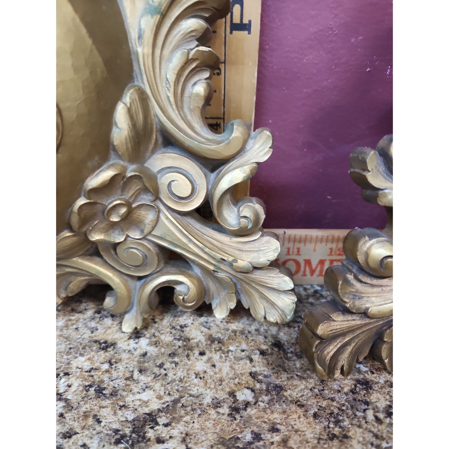 Pair Of Vintage Gold Wall Pockets HOMCO 6050 Fantastic Retro Pieces Midcentury