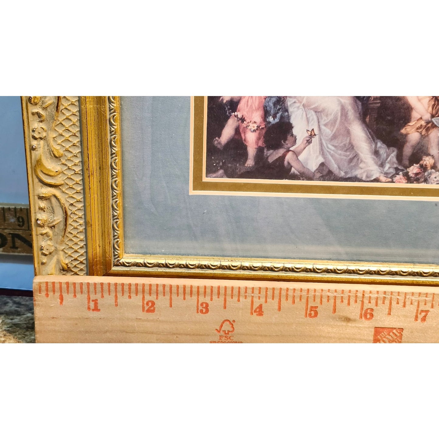 VTG Gallery Graphics The Offering Cherub Franz Lefler Framed Print Ornate Gold