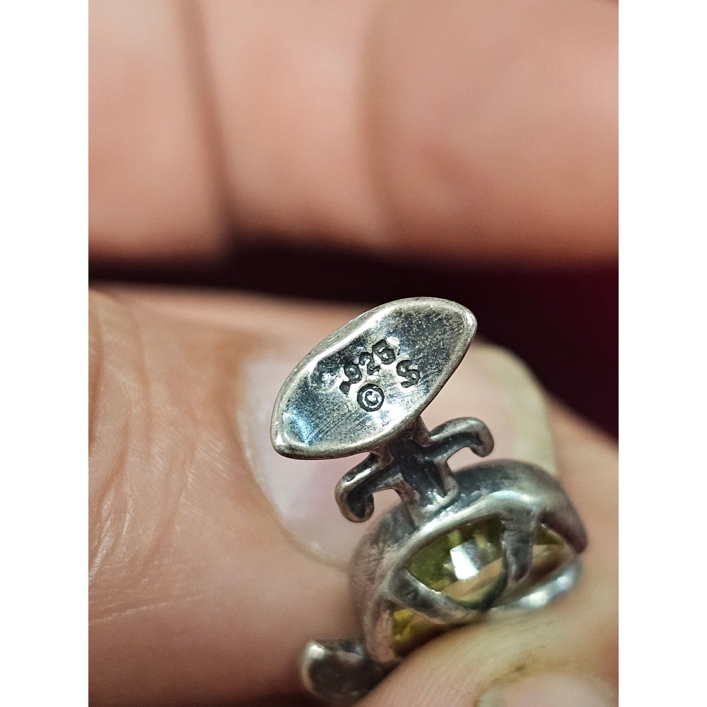 925 Sterling Silver Margarita Glass Charm Pendant | Green Faceted Stone