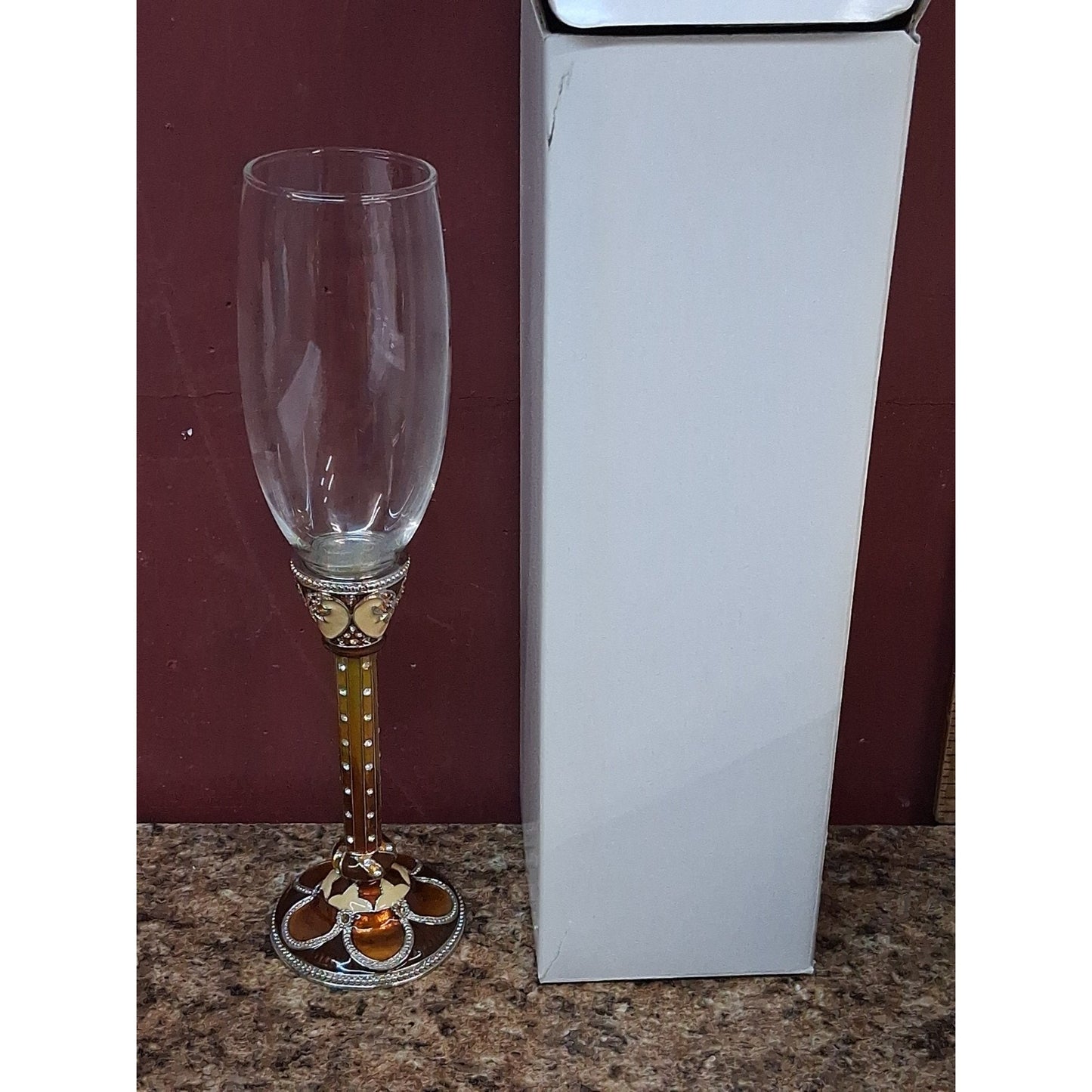 Jere' Wright Luxury Crystal Champagne Flute Sworavski Crystal Enamel