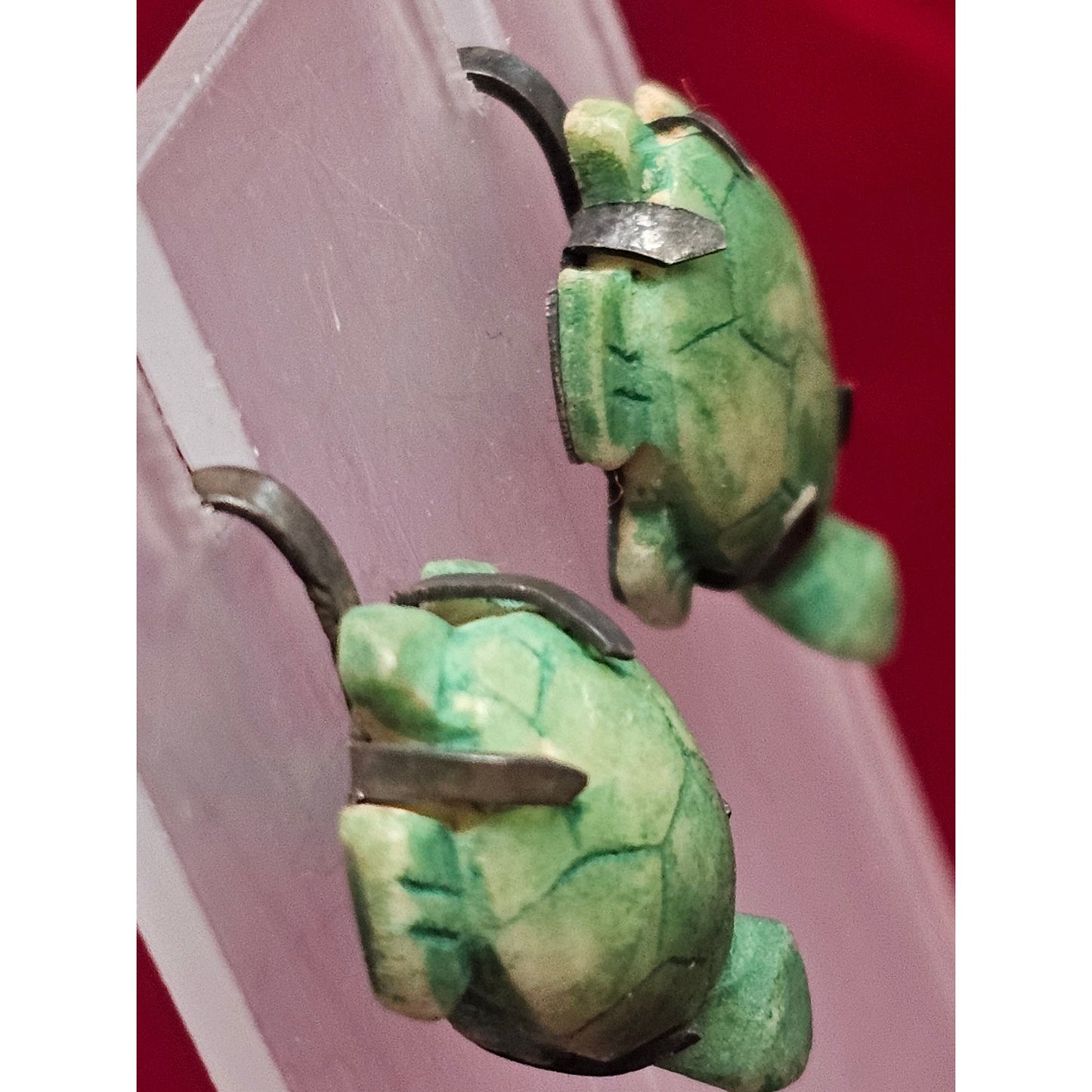 Vintage Carved Dangle Earrings Green Glass Or Stone Carved Turtle Screw Back