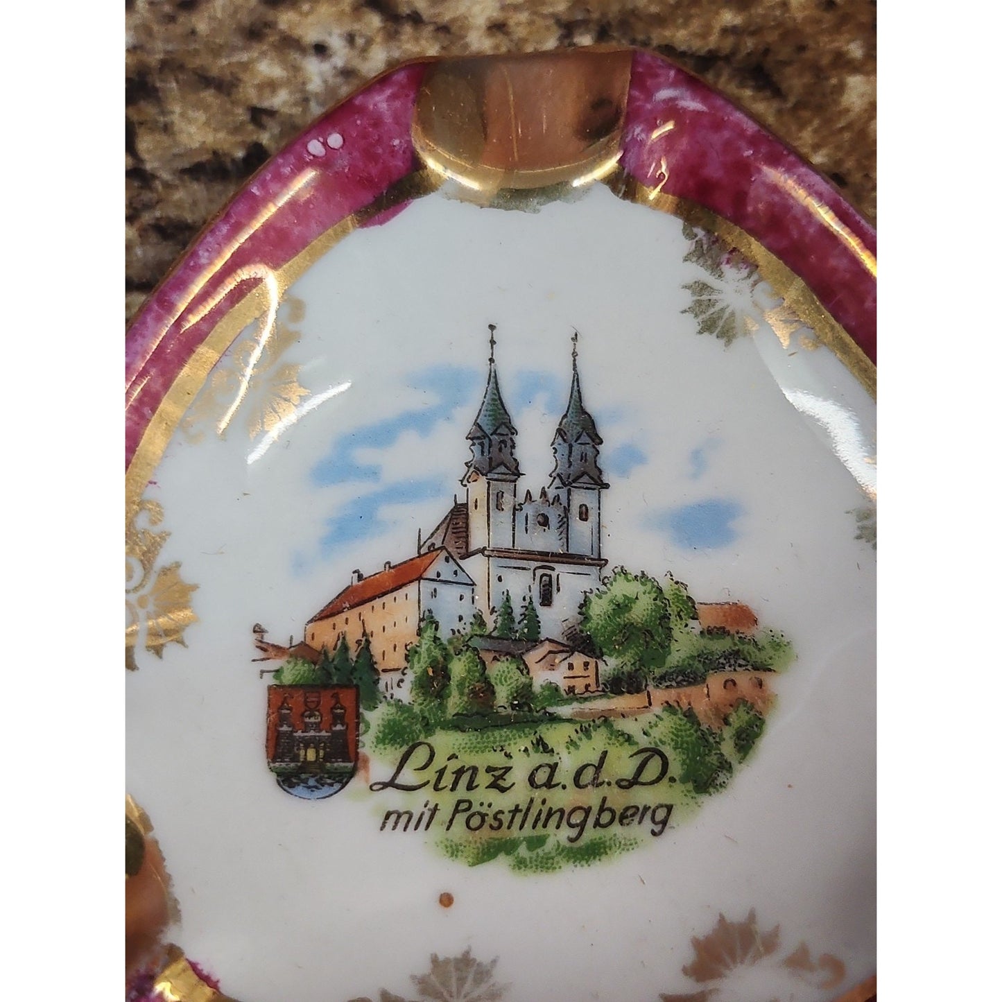 Vintage Lilien Porzellan Austria Ashtray Linz A D D Mit Postlingberg