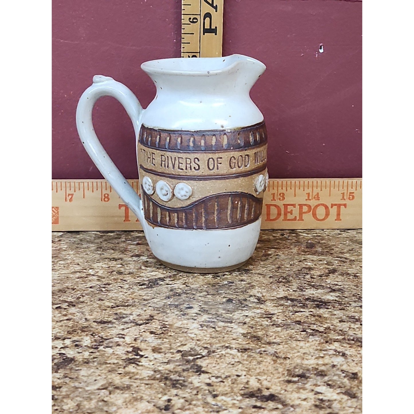 ED SCHROCK Pottery make a Joyful Noise Pitcher Creamer Religion Bible ceramic