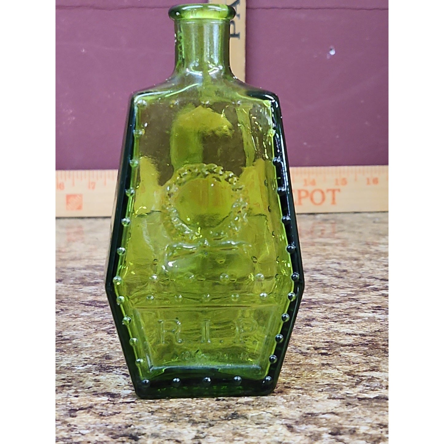Rare Vintage Poison Medicine Bottle Wheaton Green RIP Coffin Horror Gothic