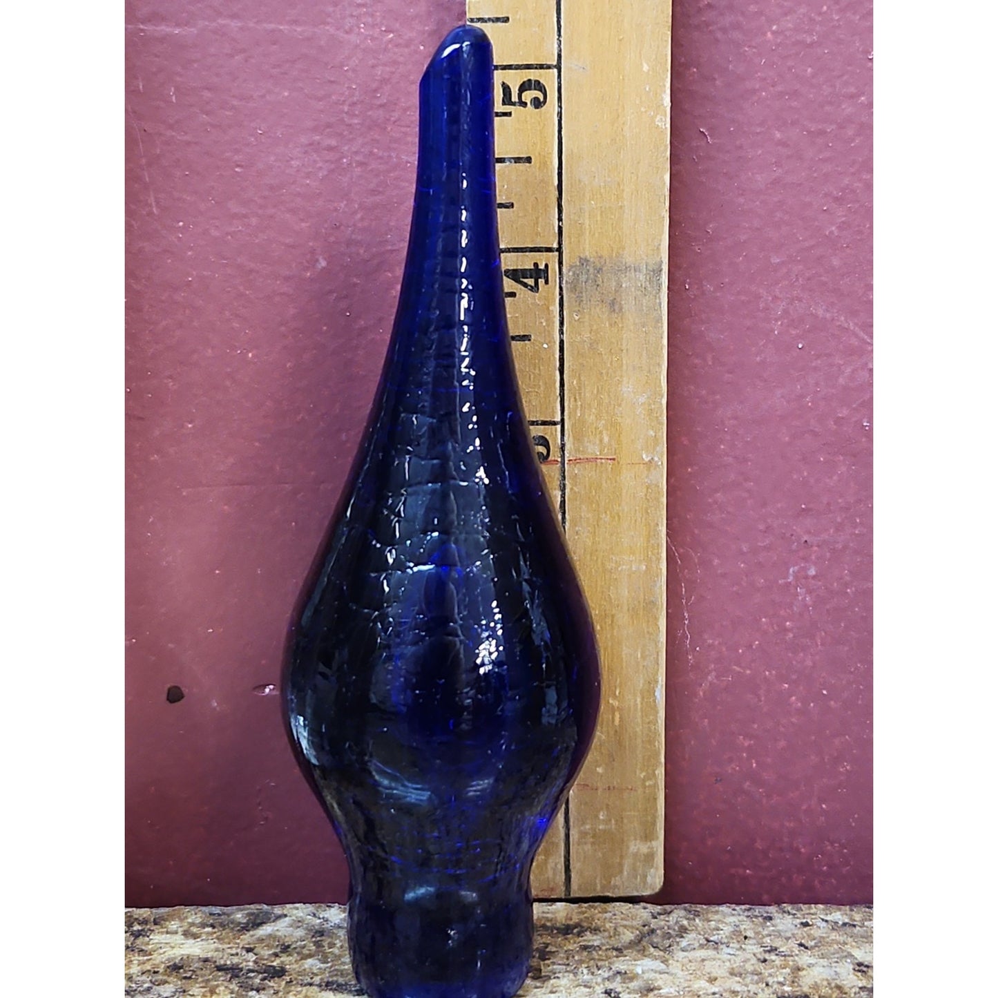 Blenko Colbolt Blue Crackle Glass Stopper