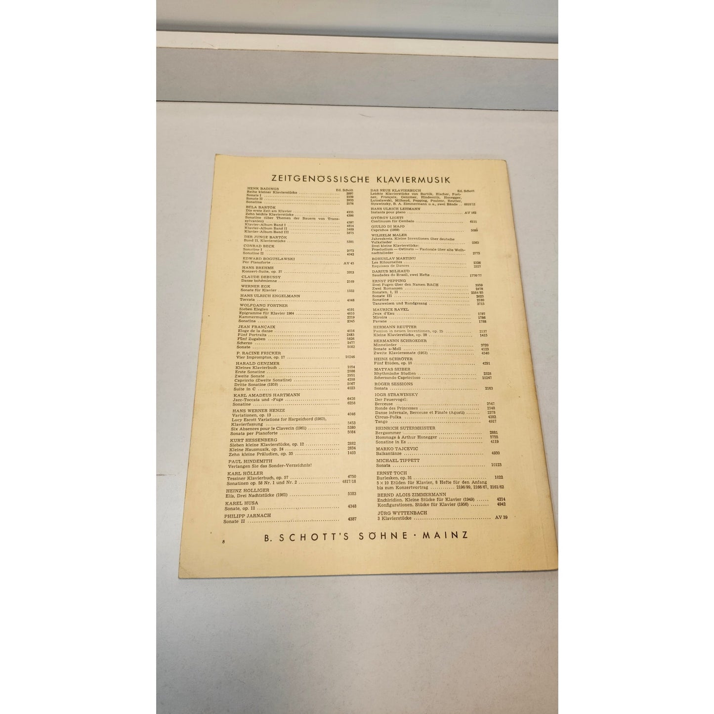VTG Paul Hindemith Ludus Tonalis Klavier Piano Sheet Music Edition 3964 Schott