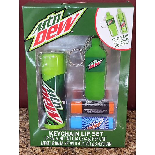 New Mountain Dew Keychain & Lip Balm Gift Set Includes Keychain Lip Balm Holder