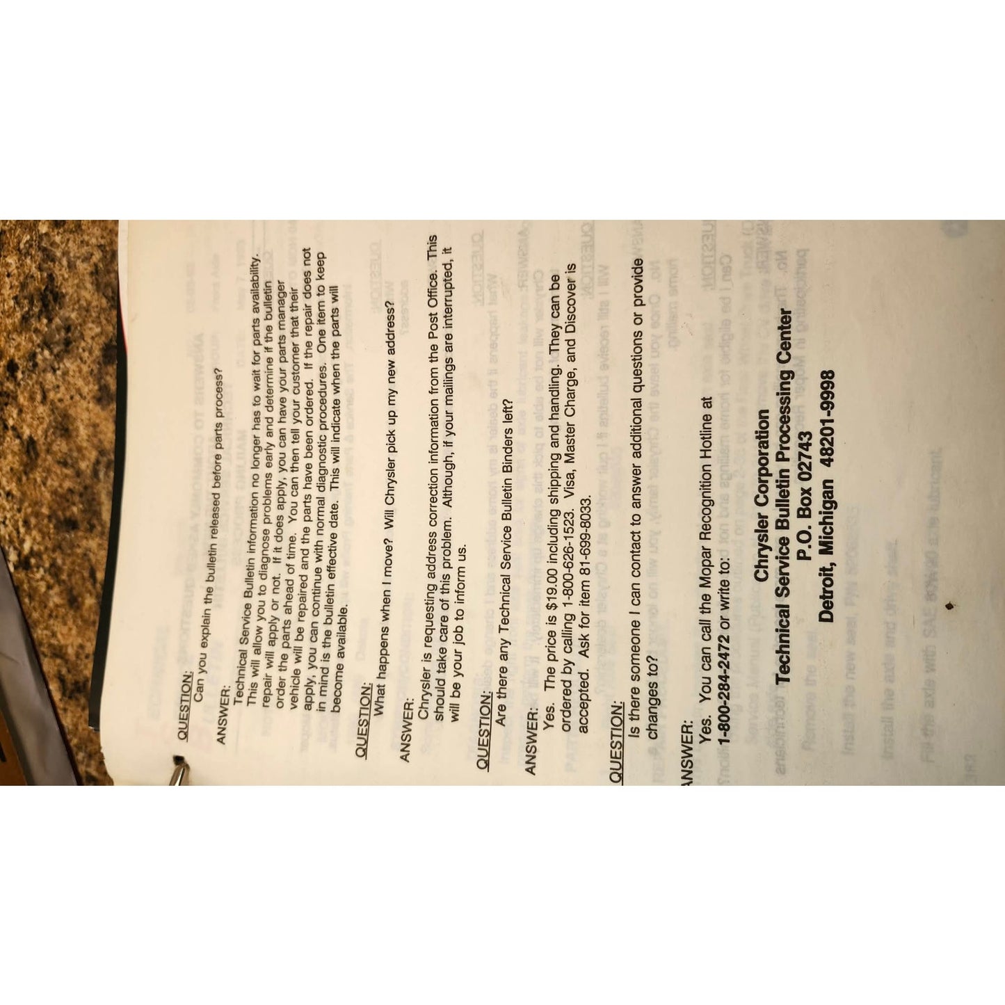 NAPA AutoCare Tech Tips Binder Alldata Mitchell Repair Chrysler Service Manuals