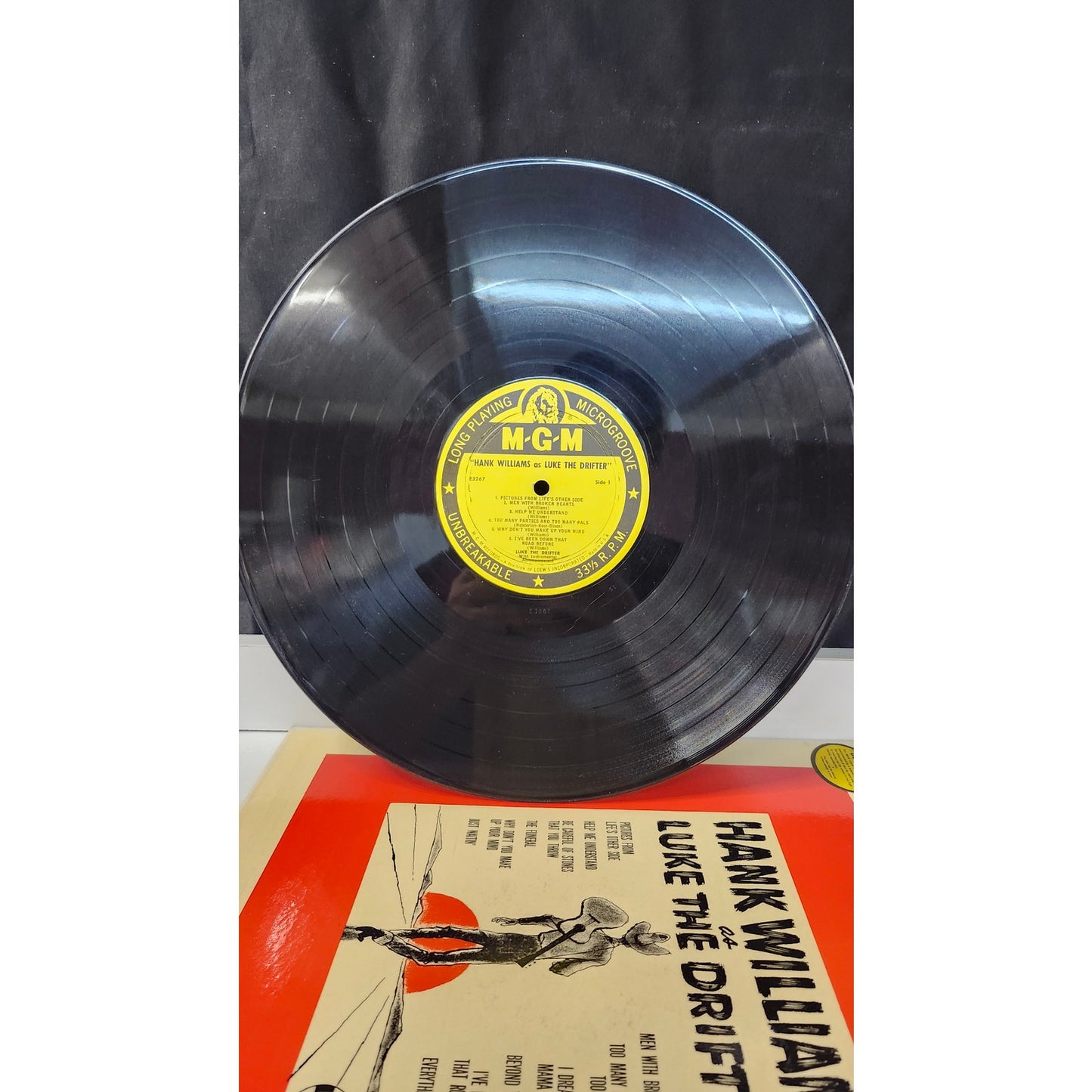 Hank Williams as Luke The Drifter LP Album MGM 1955 Microgroove E3267 Country