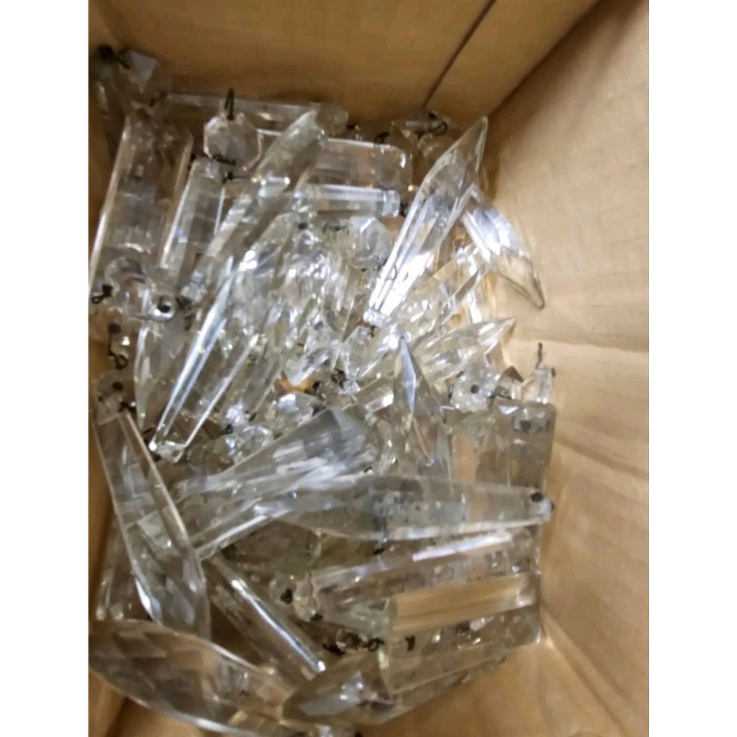 Hollywood Regency Waterfall Crystal Prism Chandelier Ceiling Light Fixture PAIR