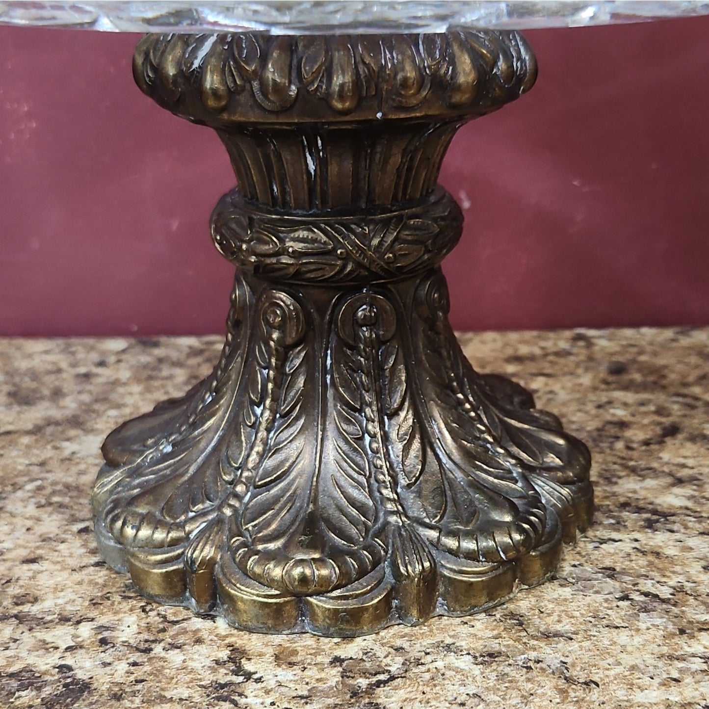 Cut Lead Crystal Starburst Pedestal Compote Bowl, Clear, Gold-Tone Metal Base