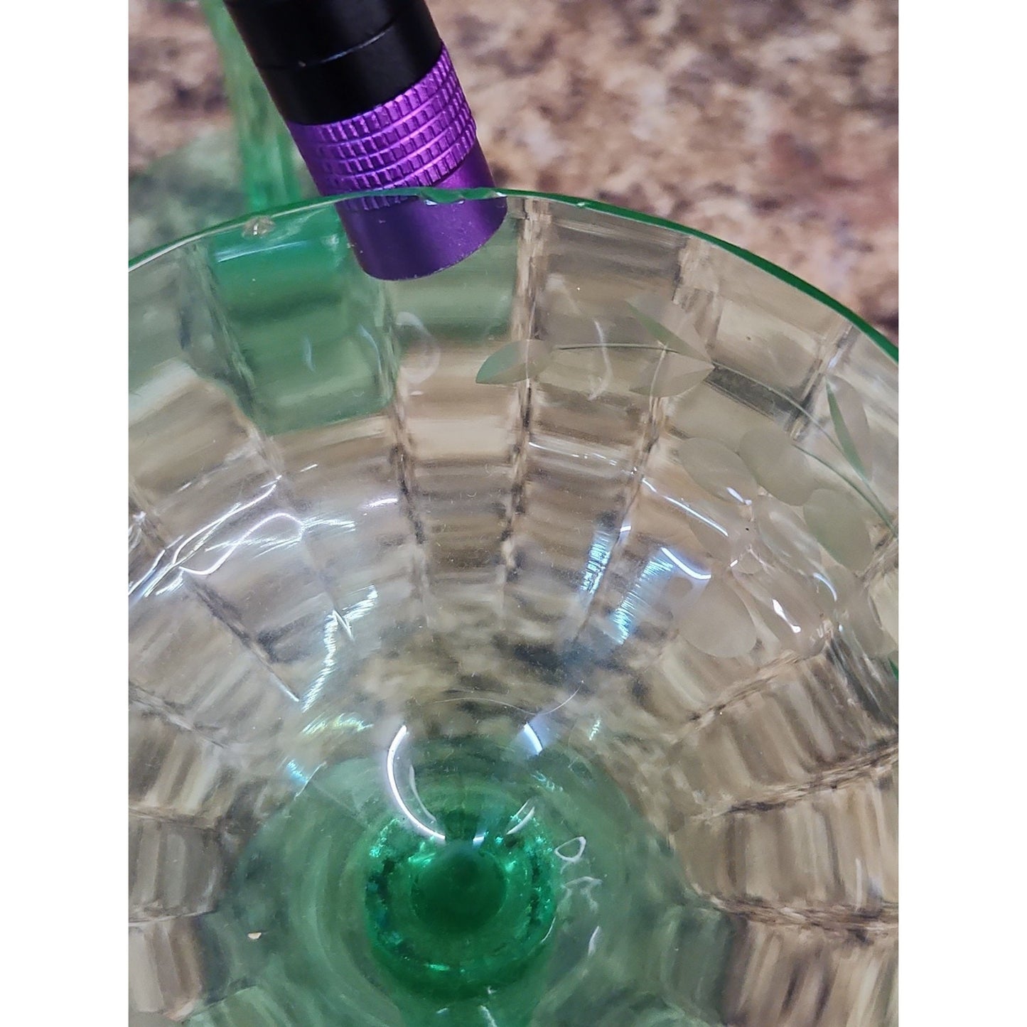 Lot Of 3 Vintage Uranium Glass Stemmed Champagne Glasses Excellent UV Glow!