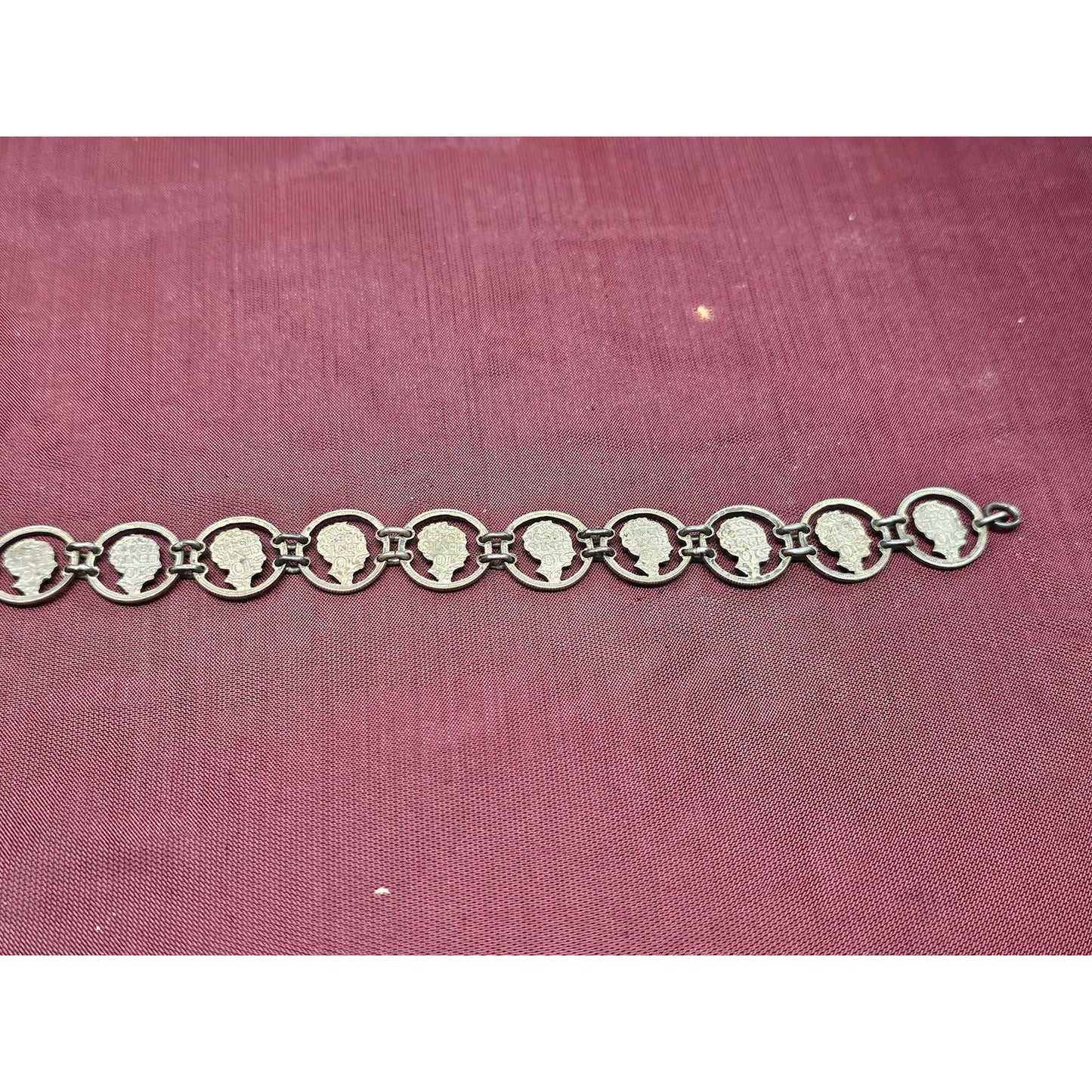 Vintage Late 1930s–Early 1940s Dutch Coin Sterling Silver Link Bracelet