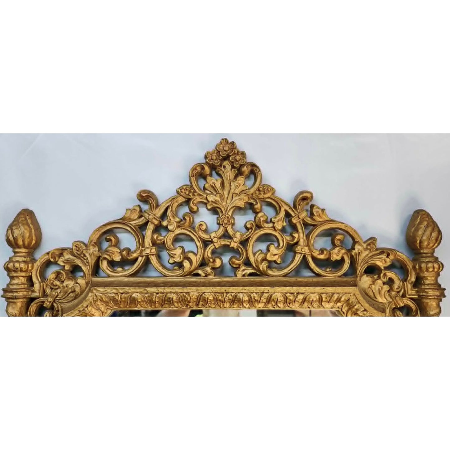 Vintage Homco 1971 Wall Mirror Gold Ornate Rococo Scroll Syroco USA 2041 32.5x17